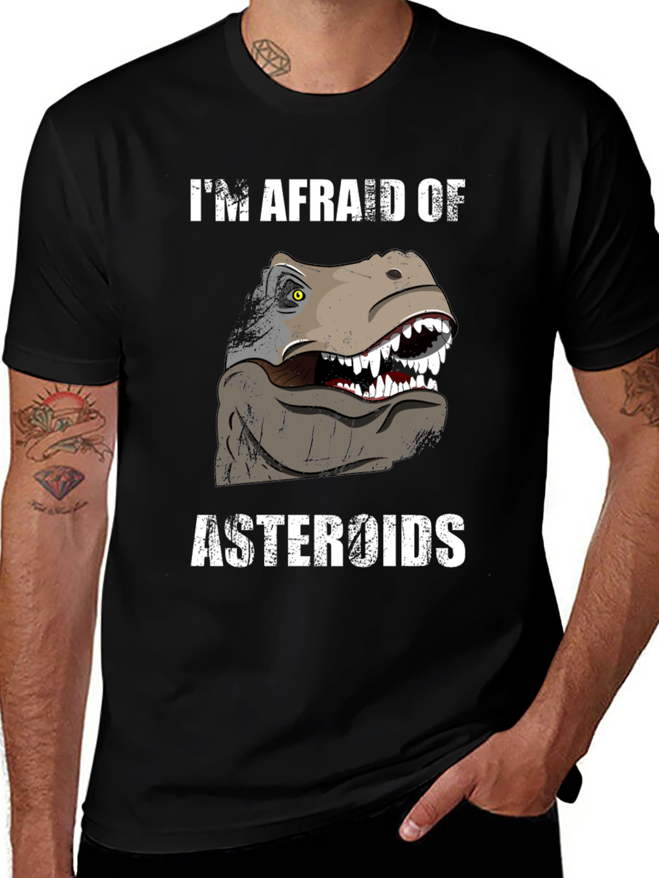 Variant 3 of I'm Afraid of Asteroids Dinosaur Graphic Tee