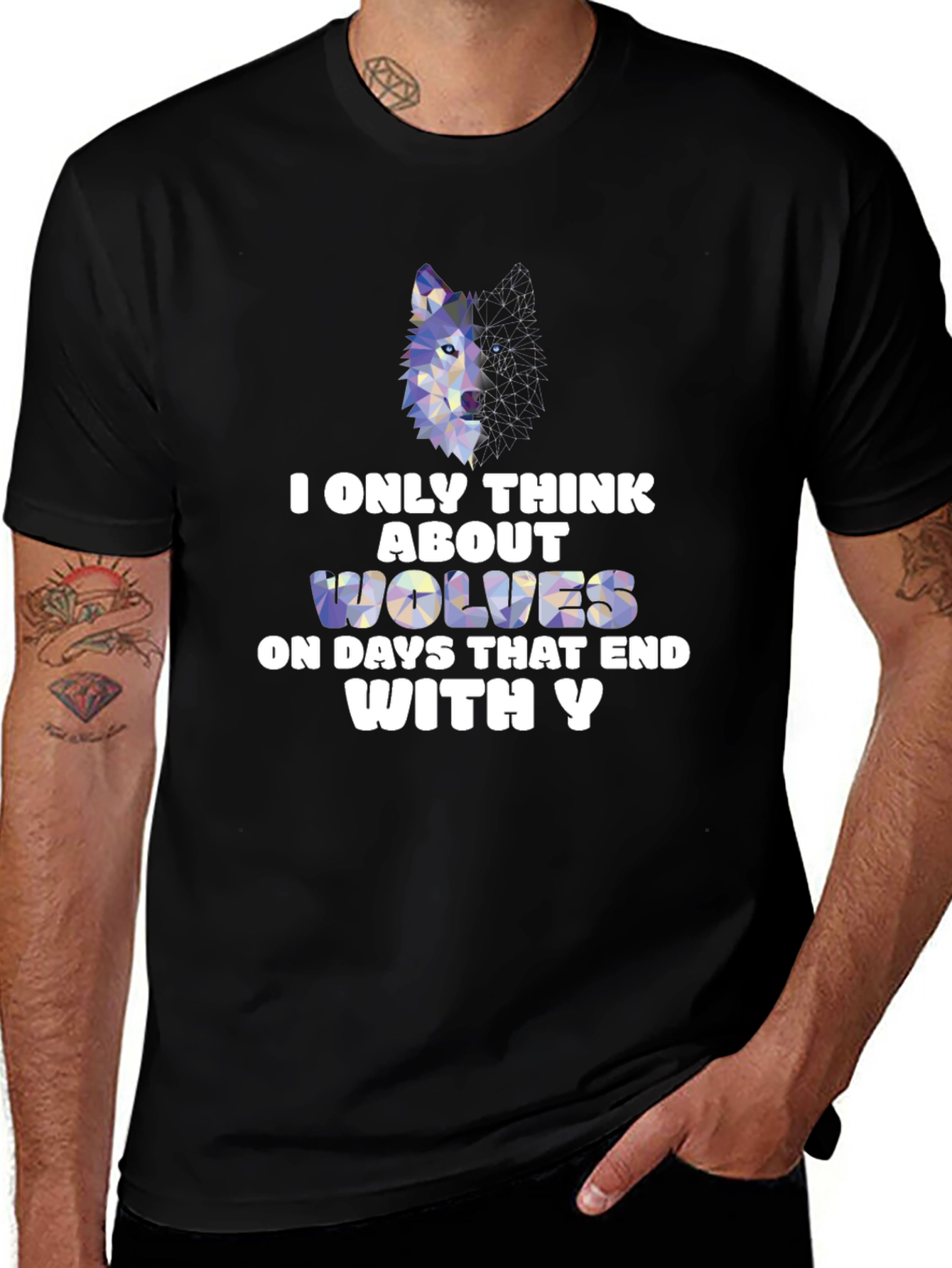 Variant 23 of Wolf Lover T-Shirt - Only Think About Wolves on Days With Y