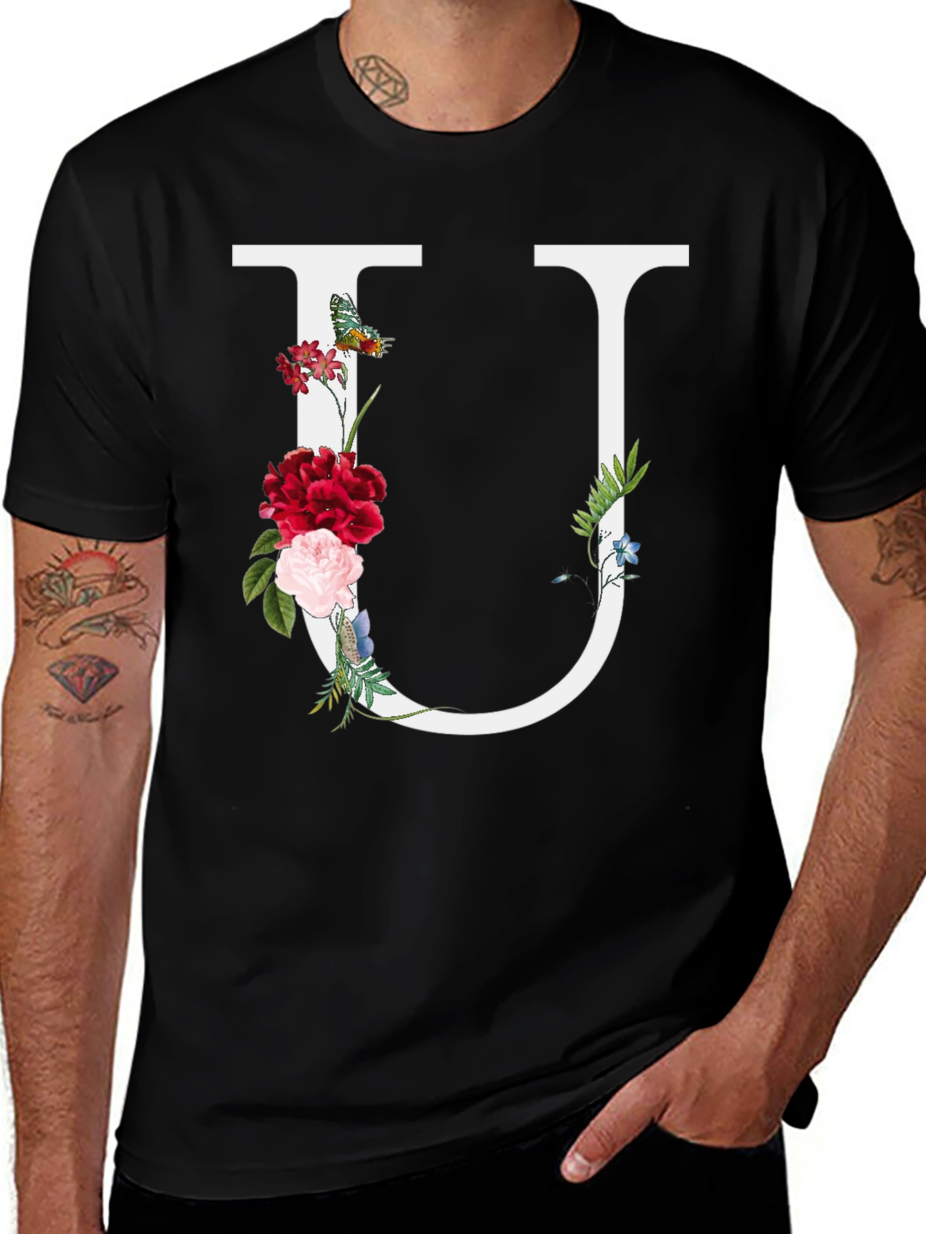 Variant 26 of Floral Letter U Graphic Tee