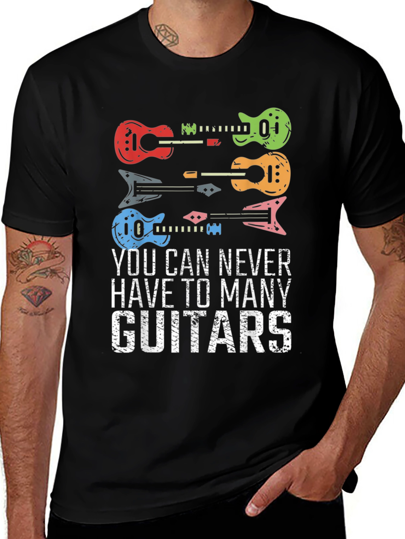 Variant 29 of Guitar Graphic Tee - "You Can Never Have Too Many Guitars"