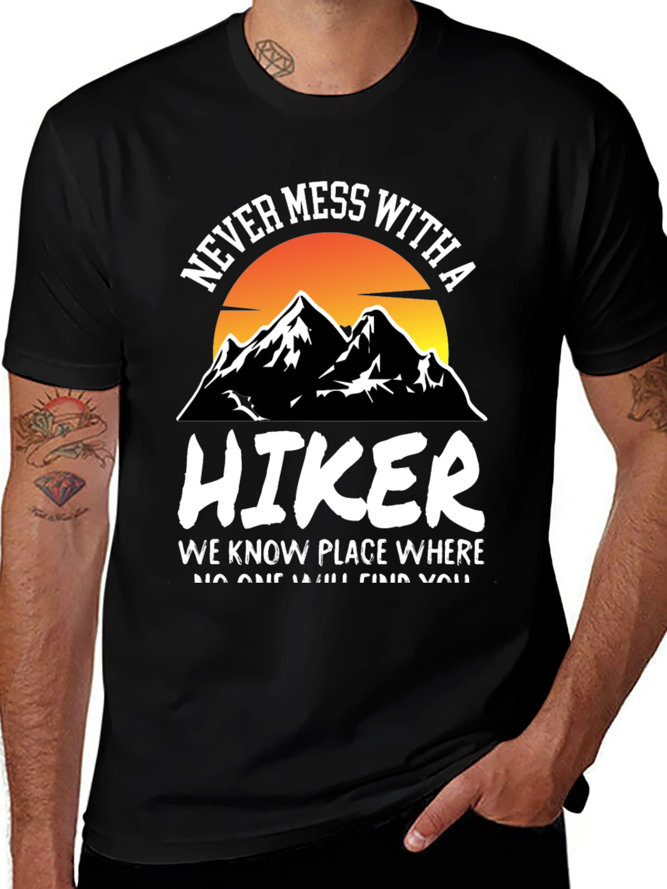 Variant 11 of Never Mess With a Hiker Black Tee