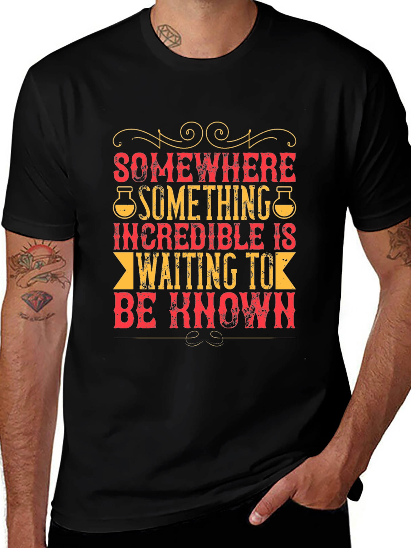 Variant 26 of Incredible Waiting T-Shirt - Black Cotton Blend Casual Tee
