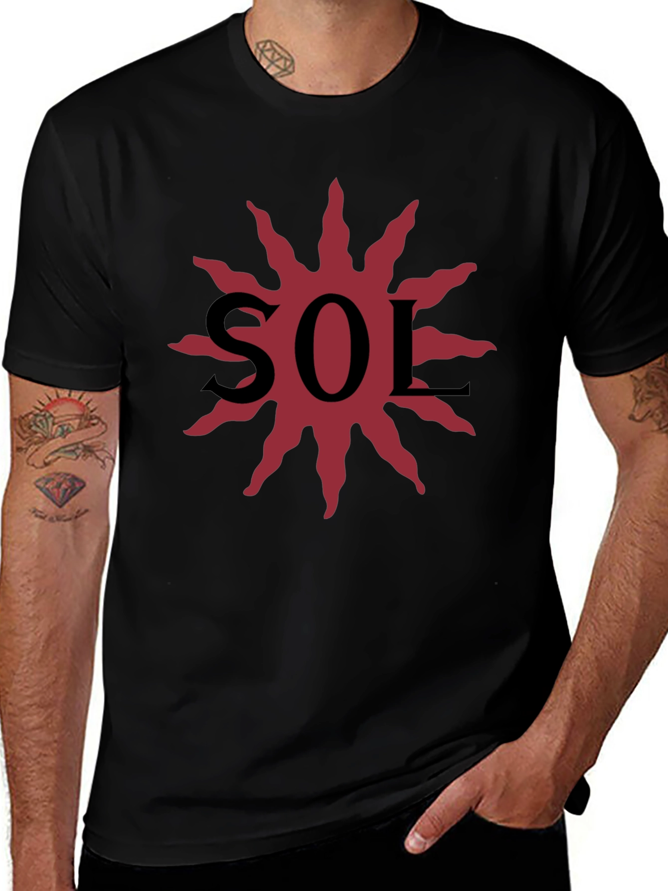 Variant 17 of SOL Sunburst Graphic Tee - Mens Black T-Shirt