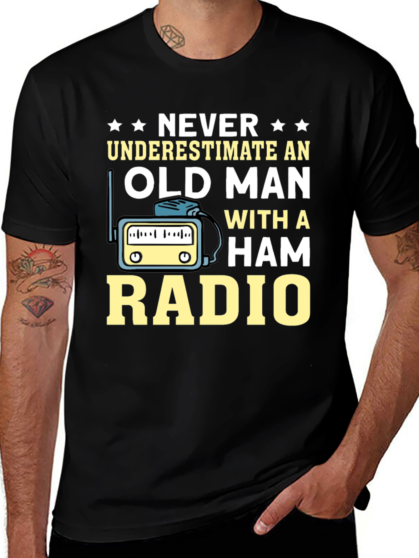 Variant 26 of Ham Radio Old Man T-Shirt - Black