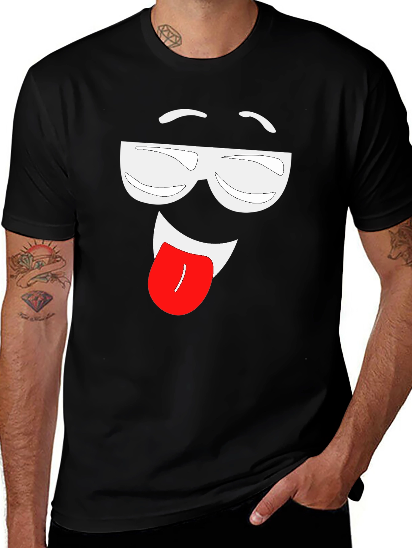 Variant 23 of Funny Face Graphic Tee - Black Cotton T-Shirt