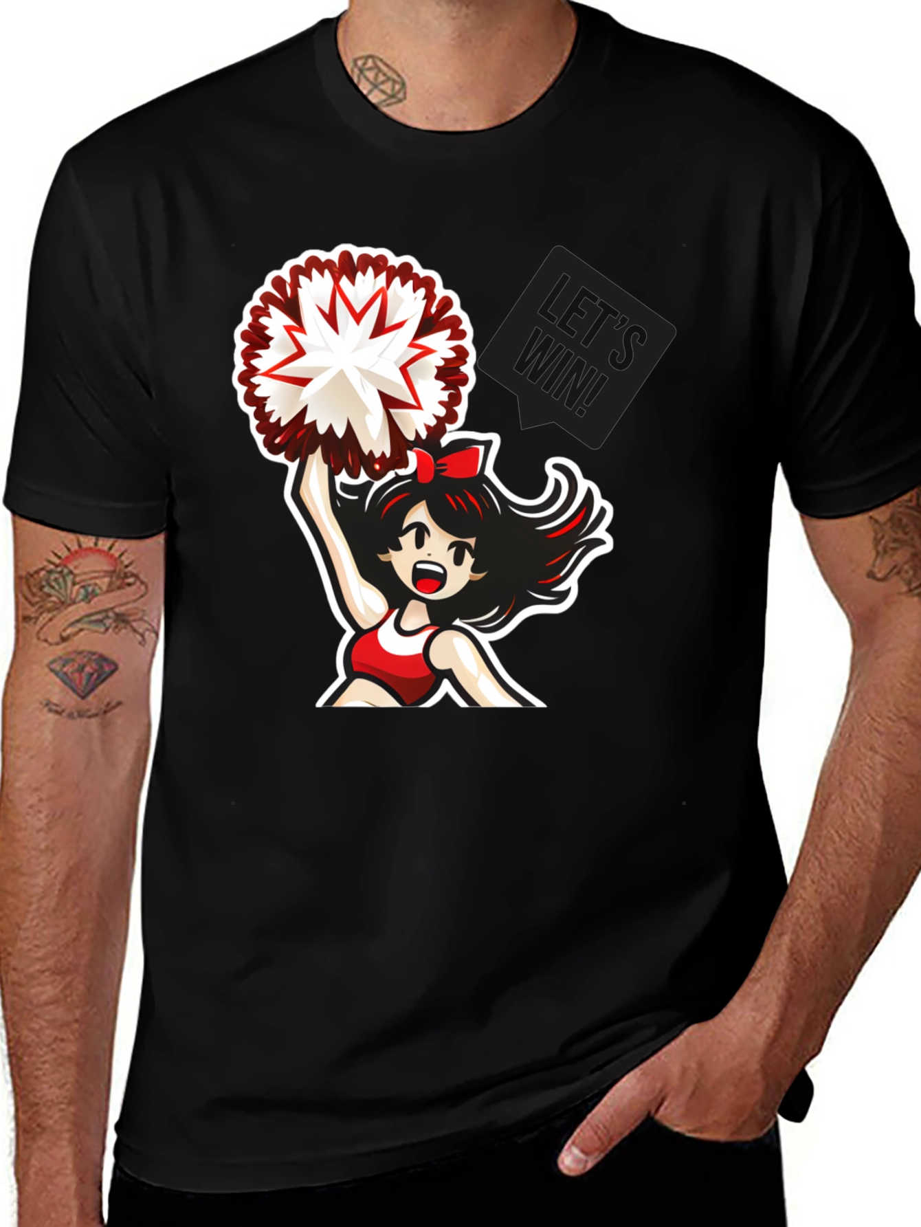 Variant 27 of Cheerleader Graphic Tee - Black Cotton T-Shirt