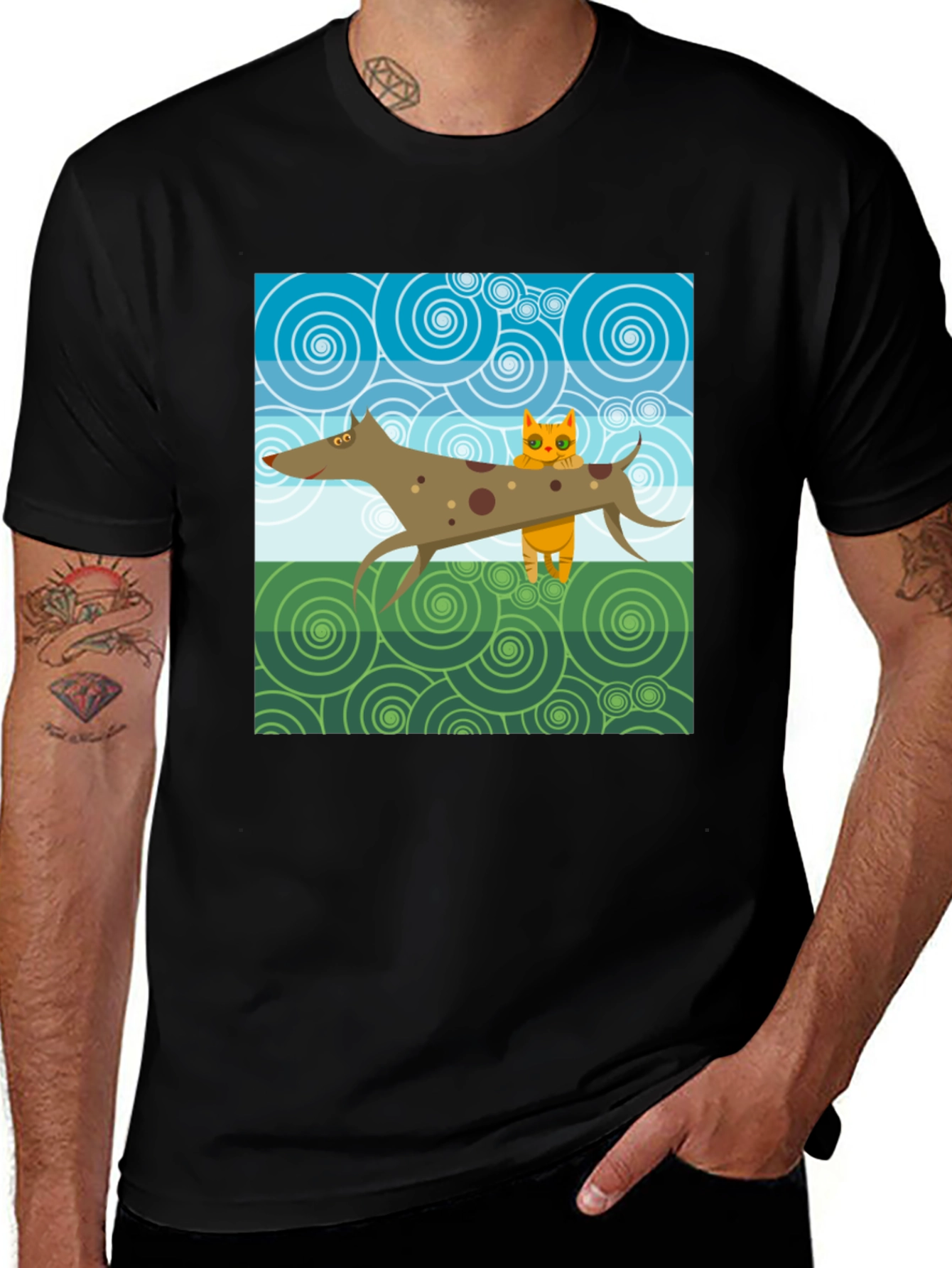 Variant 22 of Dog and Cat Cartoon T-Shirt