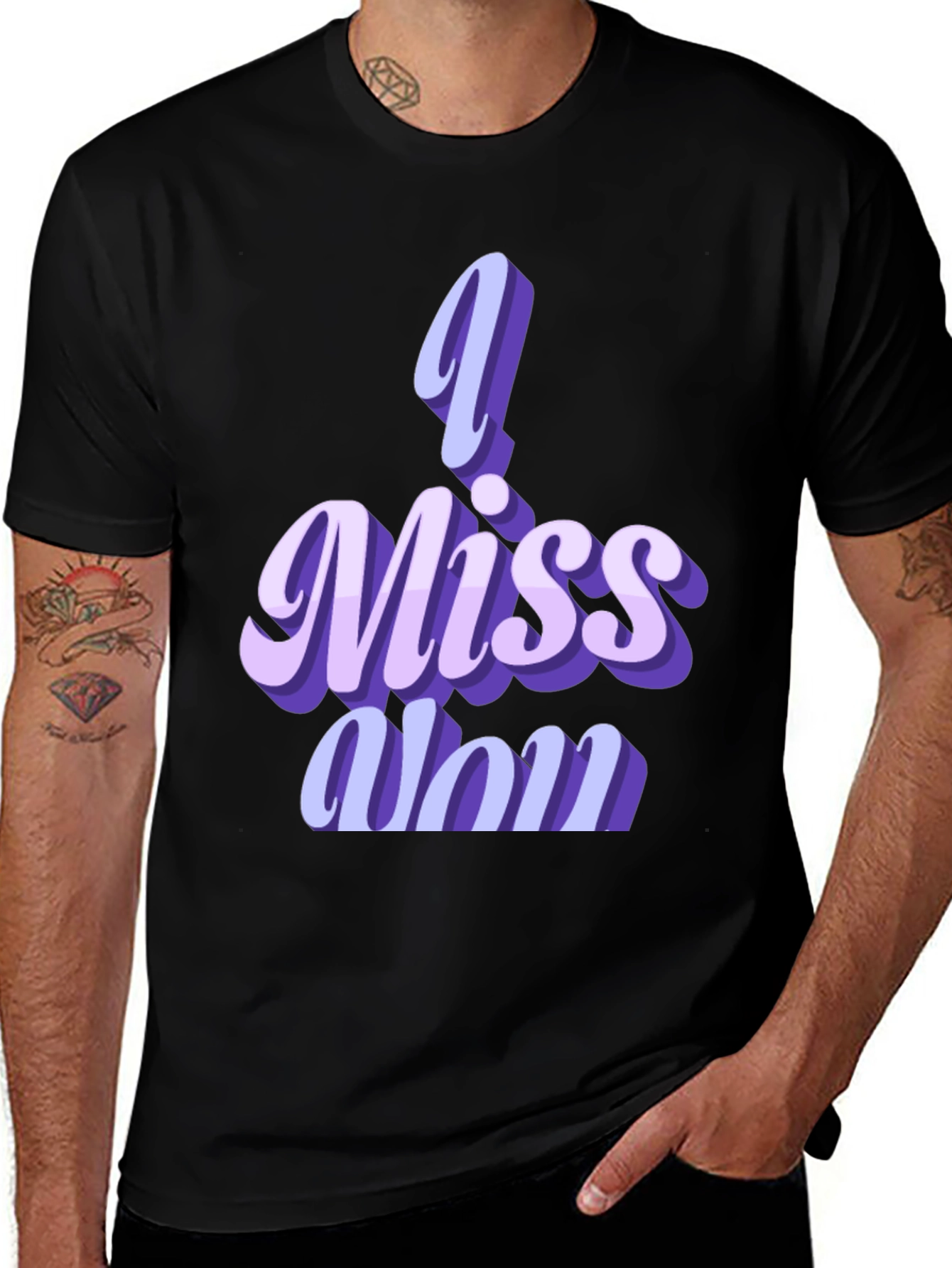 Variant 19 of I Miss You Graphic Tee - Soft Black Unisex T-Shirt
