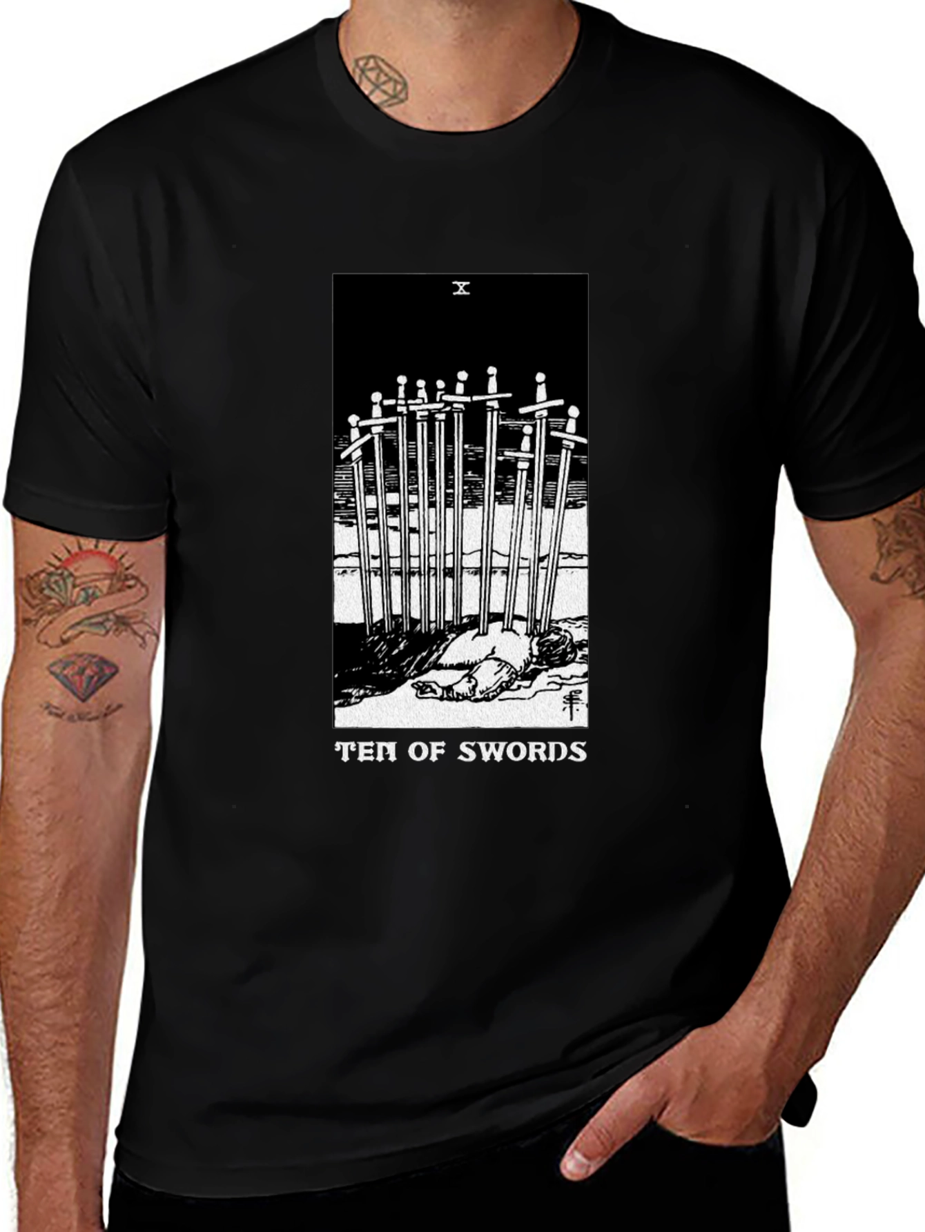 Variant 21 of Ten of Swords Tarot Card Graphic T-Shirt