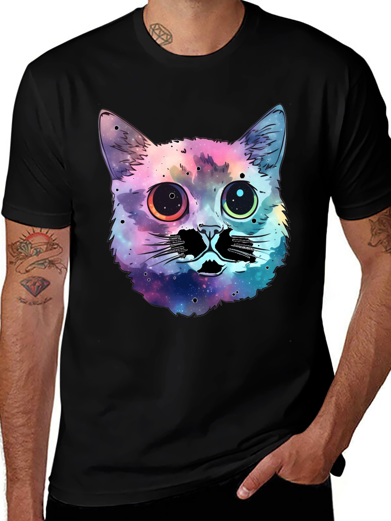 Variant 17 of Cosmic Cat Graphic T-Shirt - Unique Galaxy Design