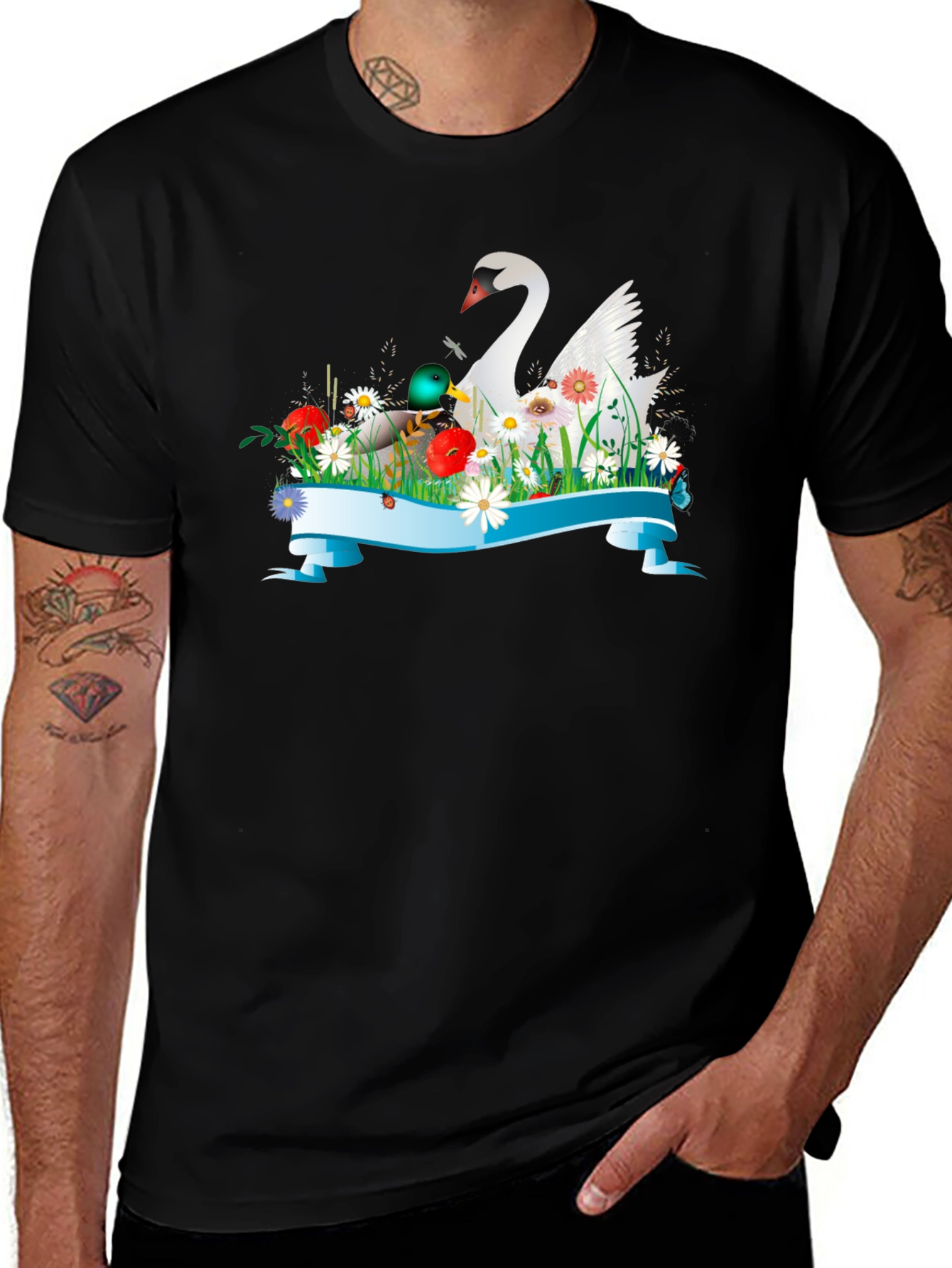 Variant 3 of Swan and Duck Floral T-Shirt