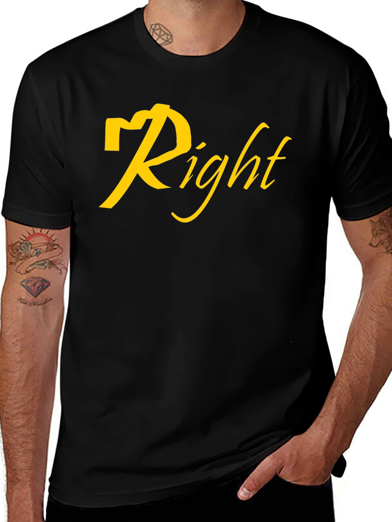 Right Tee - Bold Yellow Graphic on Black