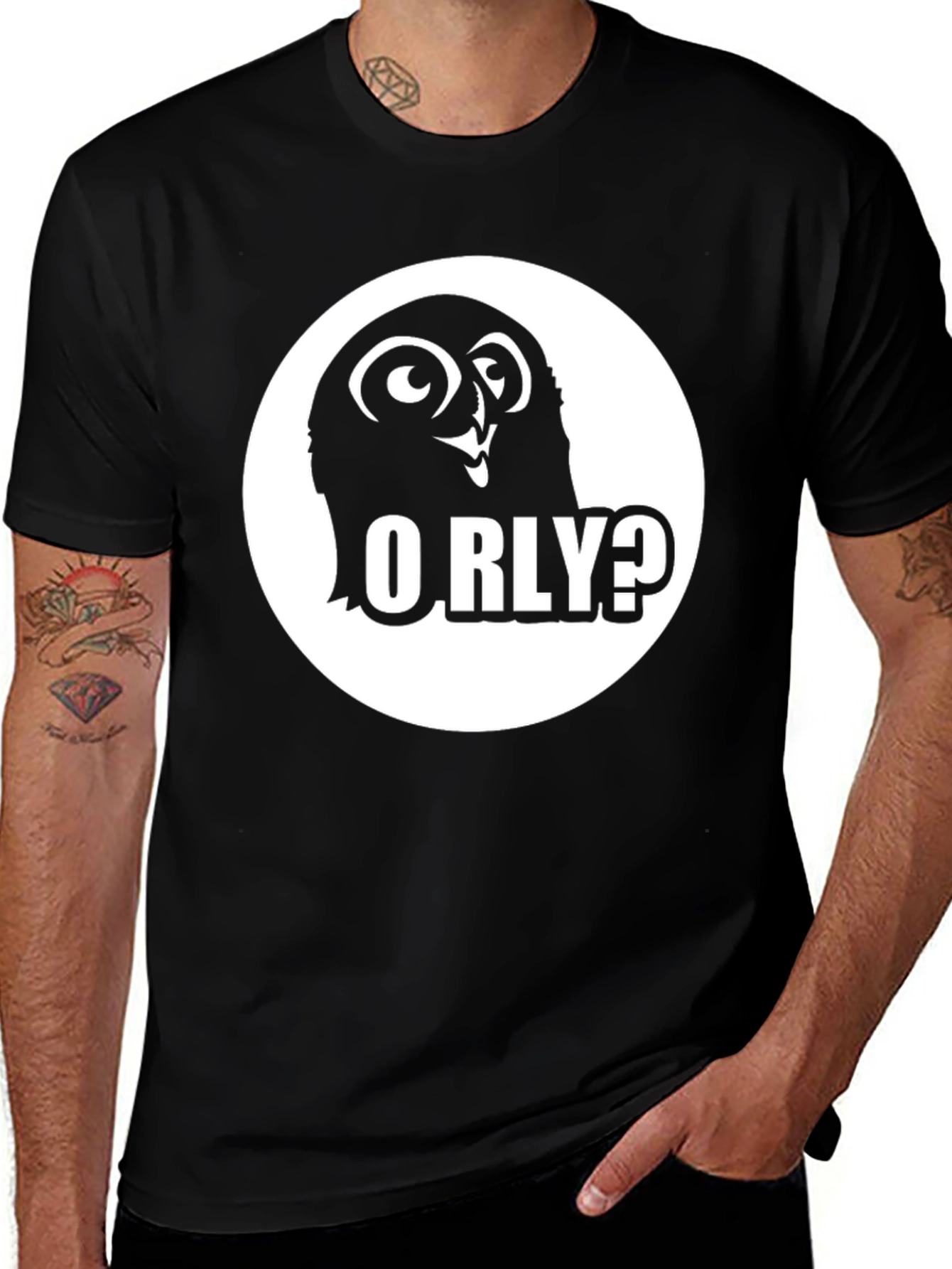 Variant 19 of O RLY? Owl Graphic Black T-Shirt