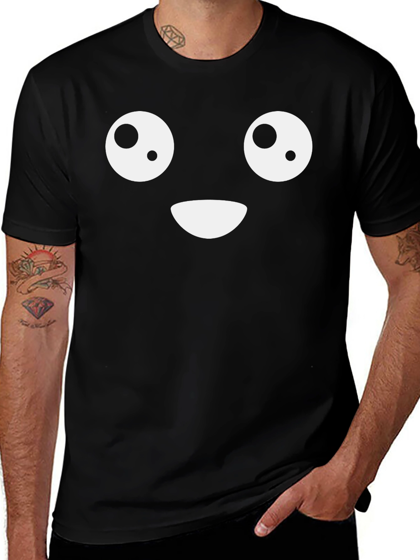 Variant 3 of Funny Emoji Face T-Shirt - Black Cotton Tee