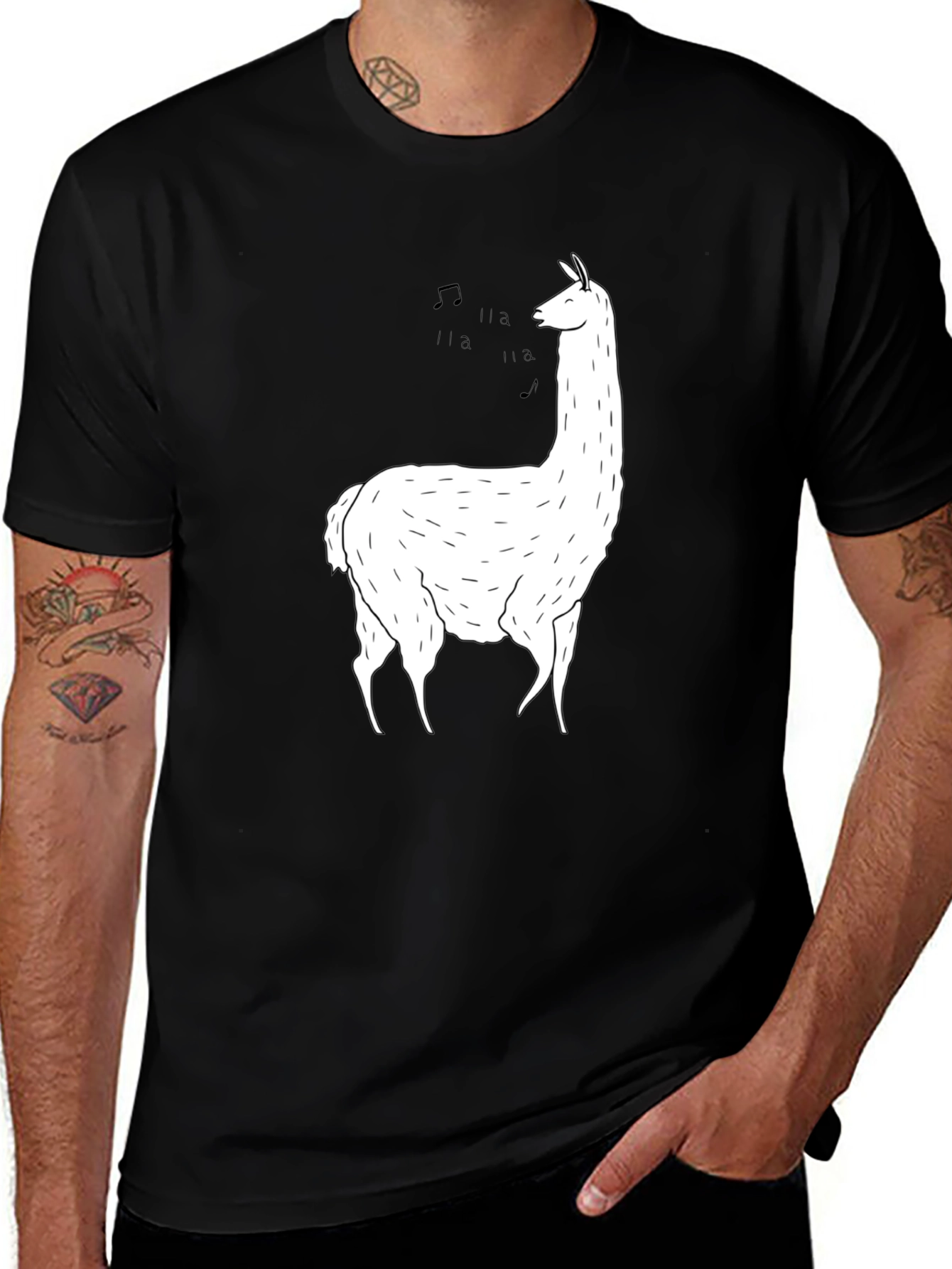 Variant 28 of Singing Llama Graphic Tee - Soft Black Cotton