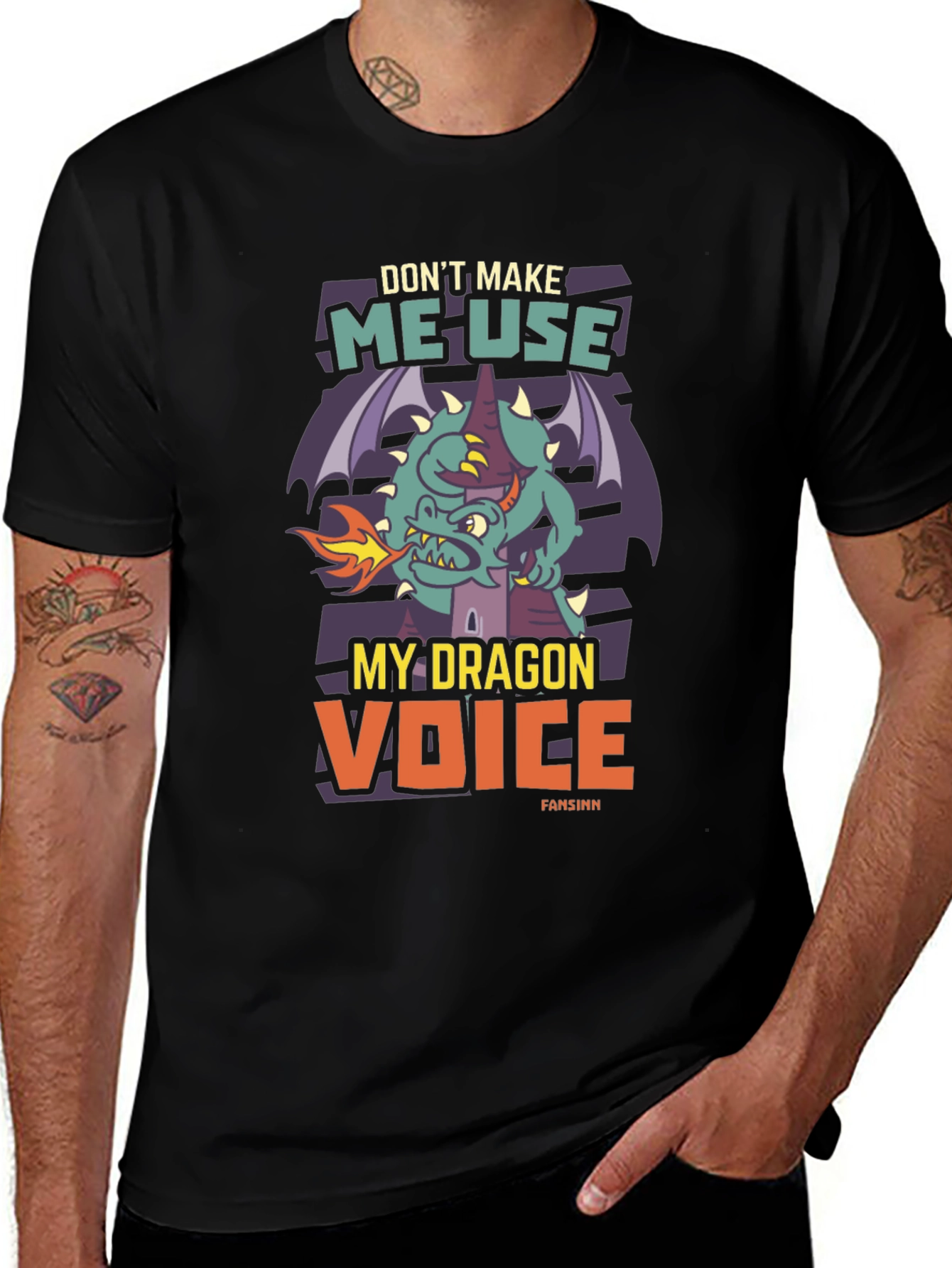 Variant 9 of Dragon Voice Graphic Tee - Black Novelty T-Shirt
