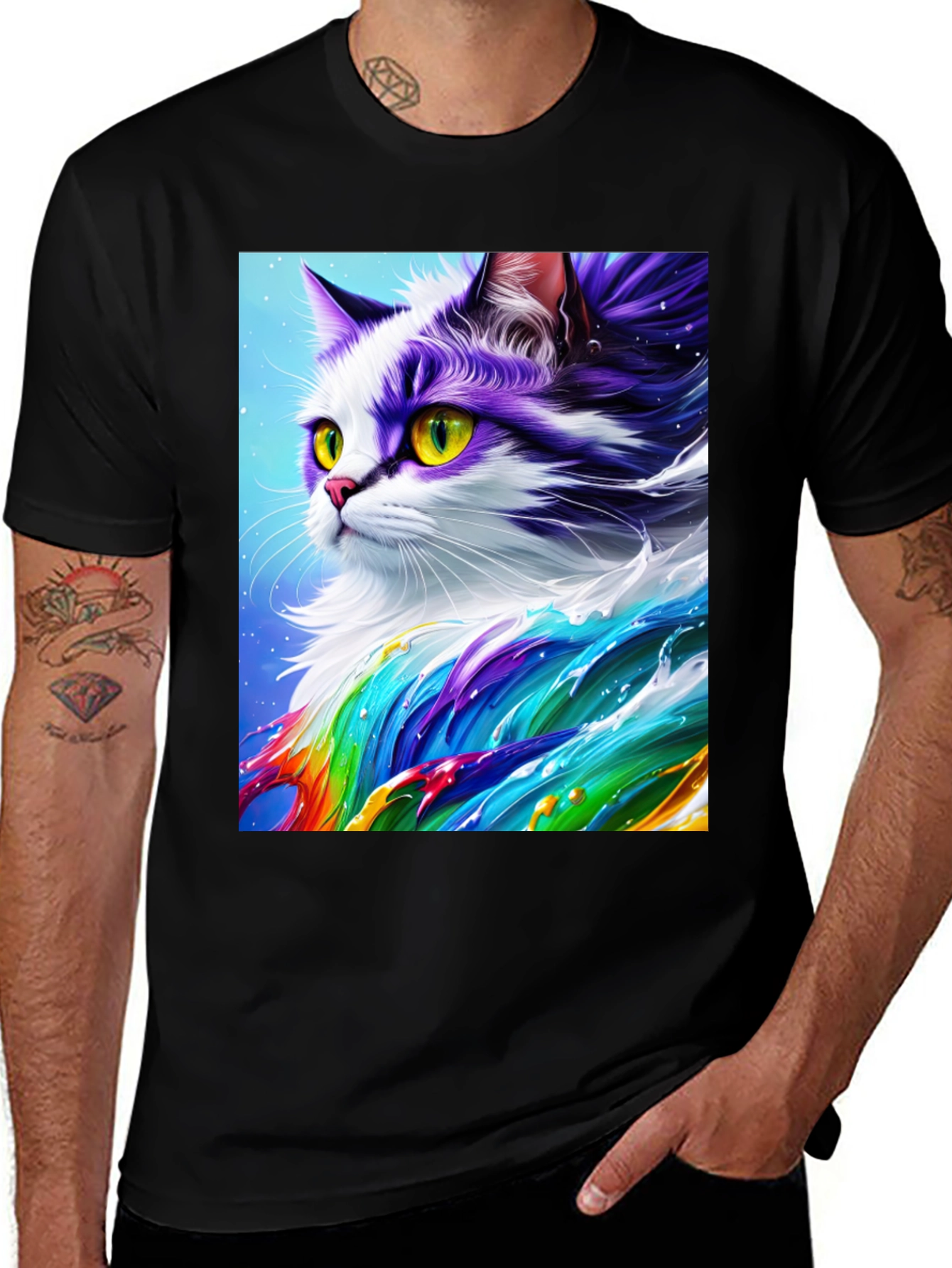 Variant 4 of Rainbow Cat Art T-Shirt