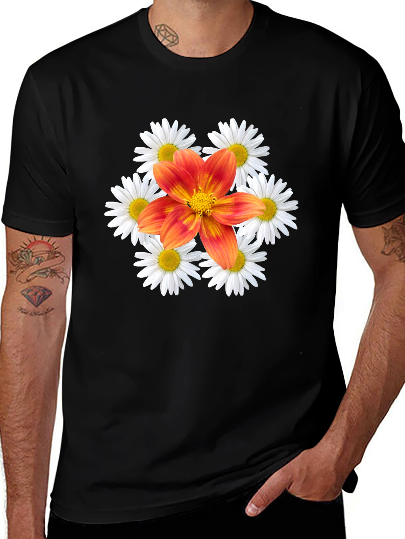Variant 23 of Floral T-Shirt - Daisy & Vibrant Flower Design
