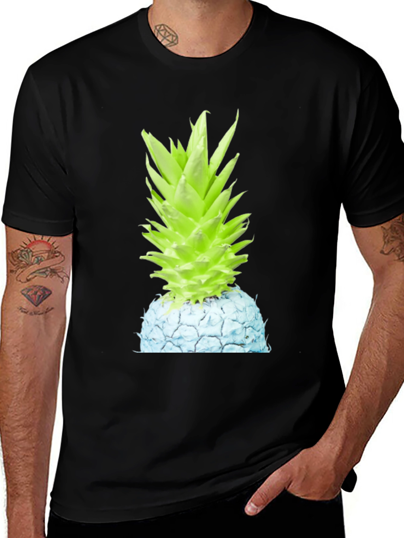 Variant 11 of Neon Pineapple Graphic Tee - Unisex Black T-Shirt