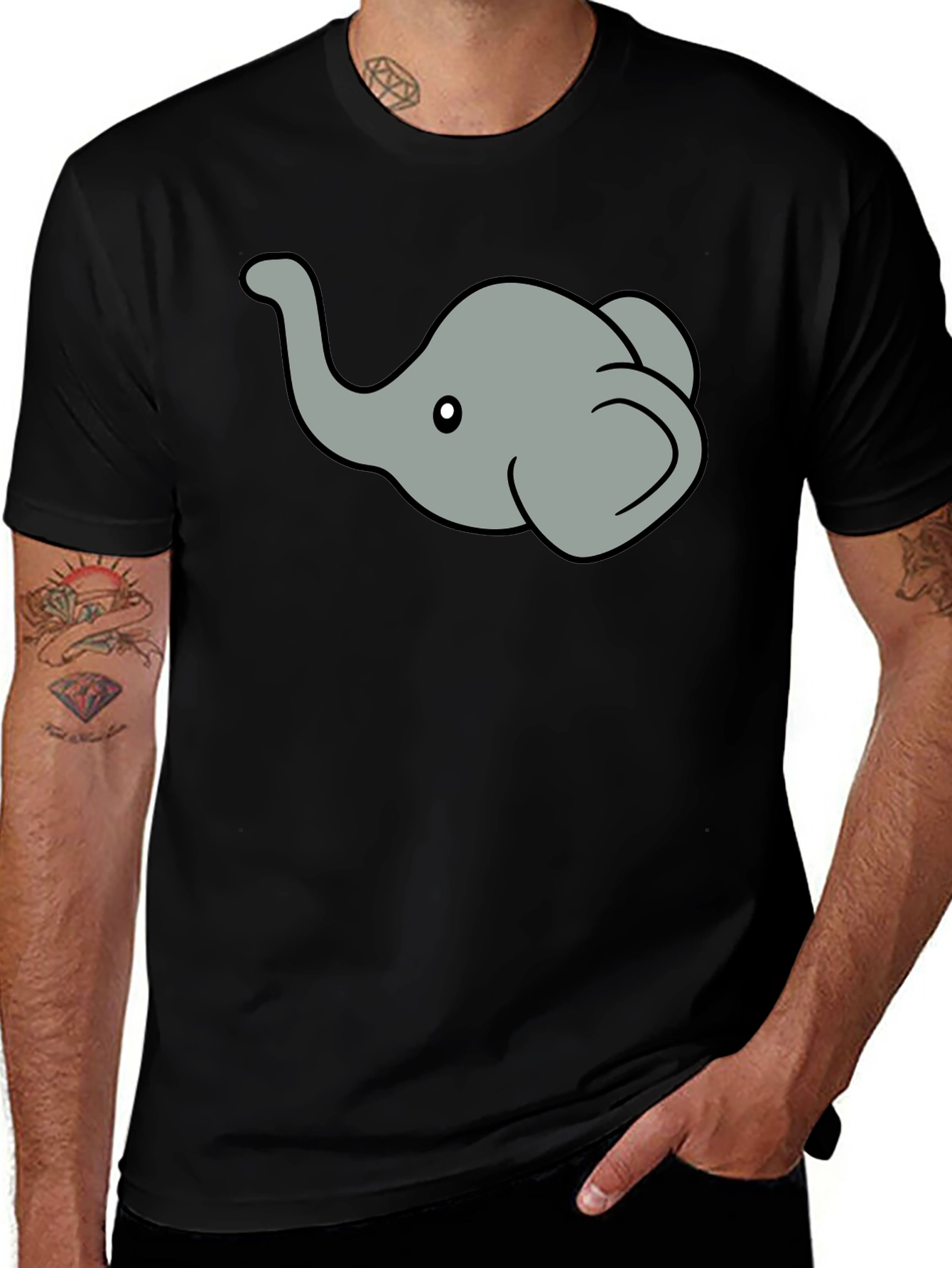 Variant 27 of Elephant Graphic Tee - Black Cotton T-Shirt
