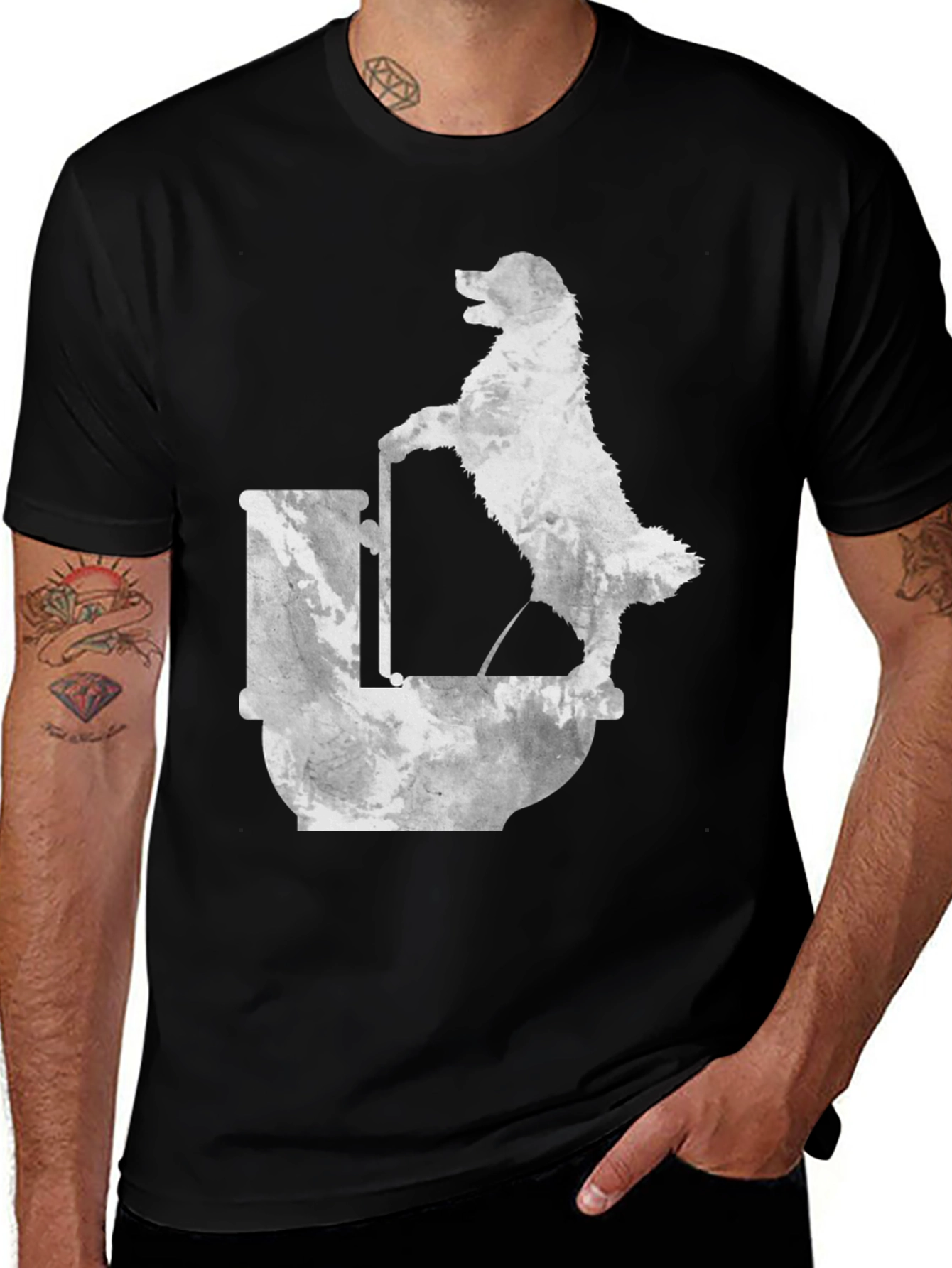 Variant 13 of Dog on Toilet Novelty Graphic Tee - Funny Pet Lover T-Shirt