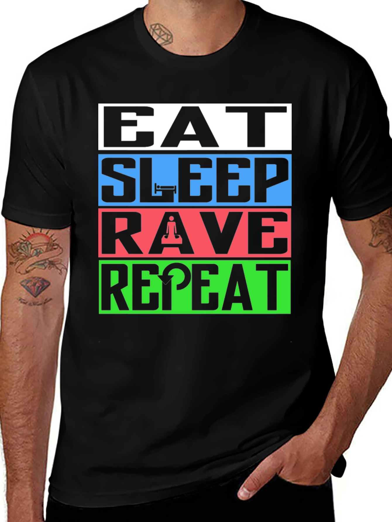 Eat Sleep Rave Repeat T-Shirt - EDM Party Tee