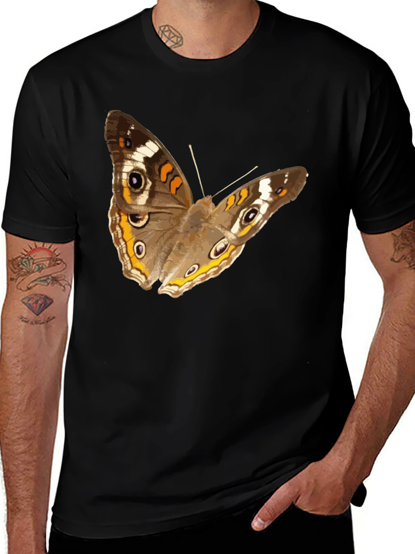 Variant 6 of Butterfly Graphic Tee - Black Cotton Casual T-Shirt