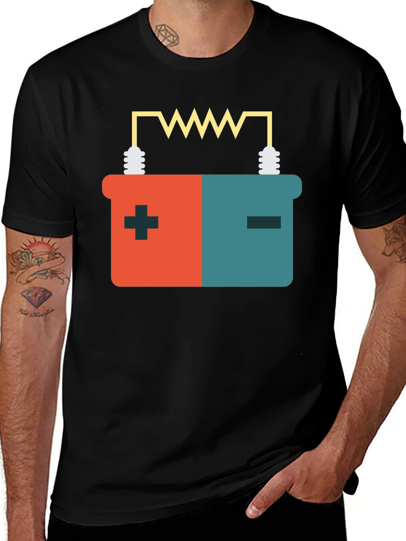 Variant 19 of Battery Circuit Graphic Tee - Black T-Shirt