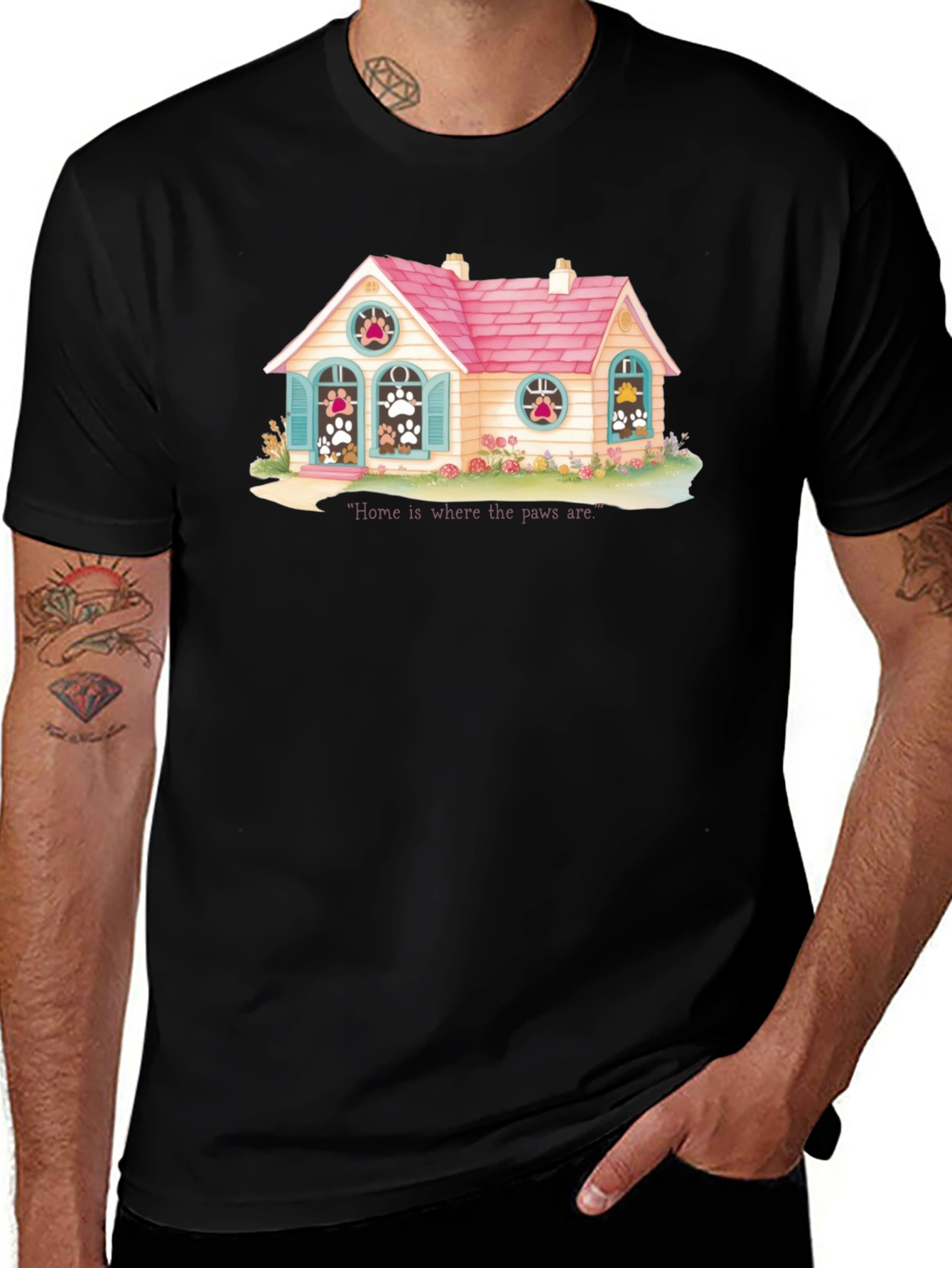 Black Home is Where the Paws Are T-Shirt main image