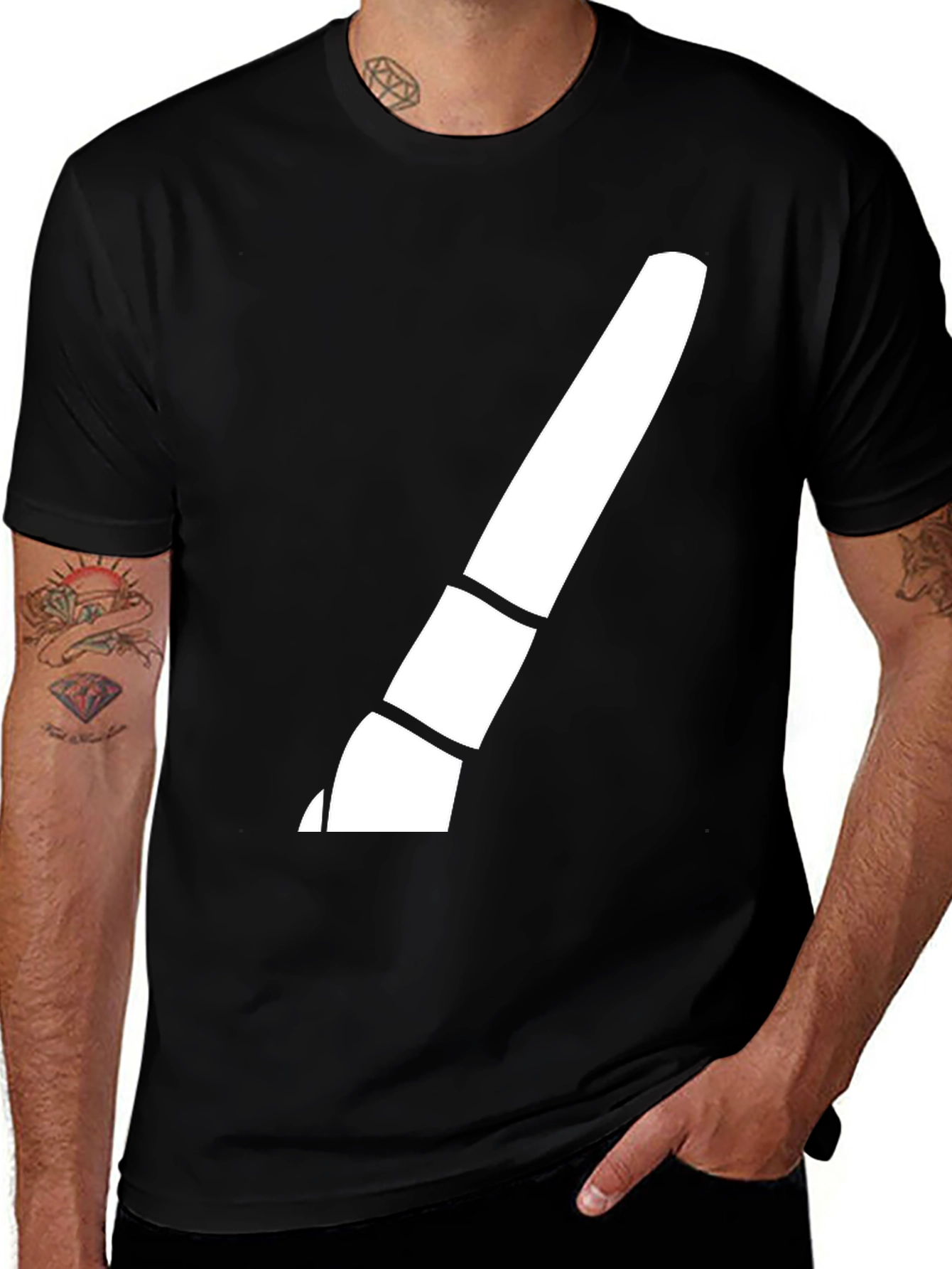 Variant 8 of Modern Brush Stroke Graphic Tee - Black