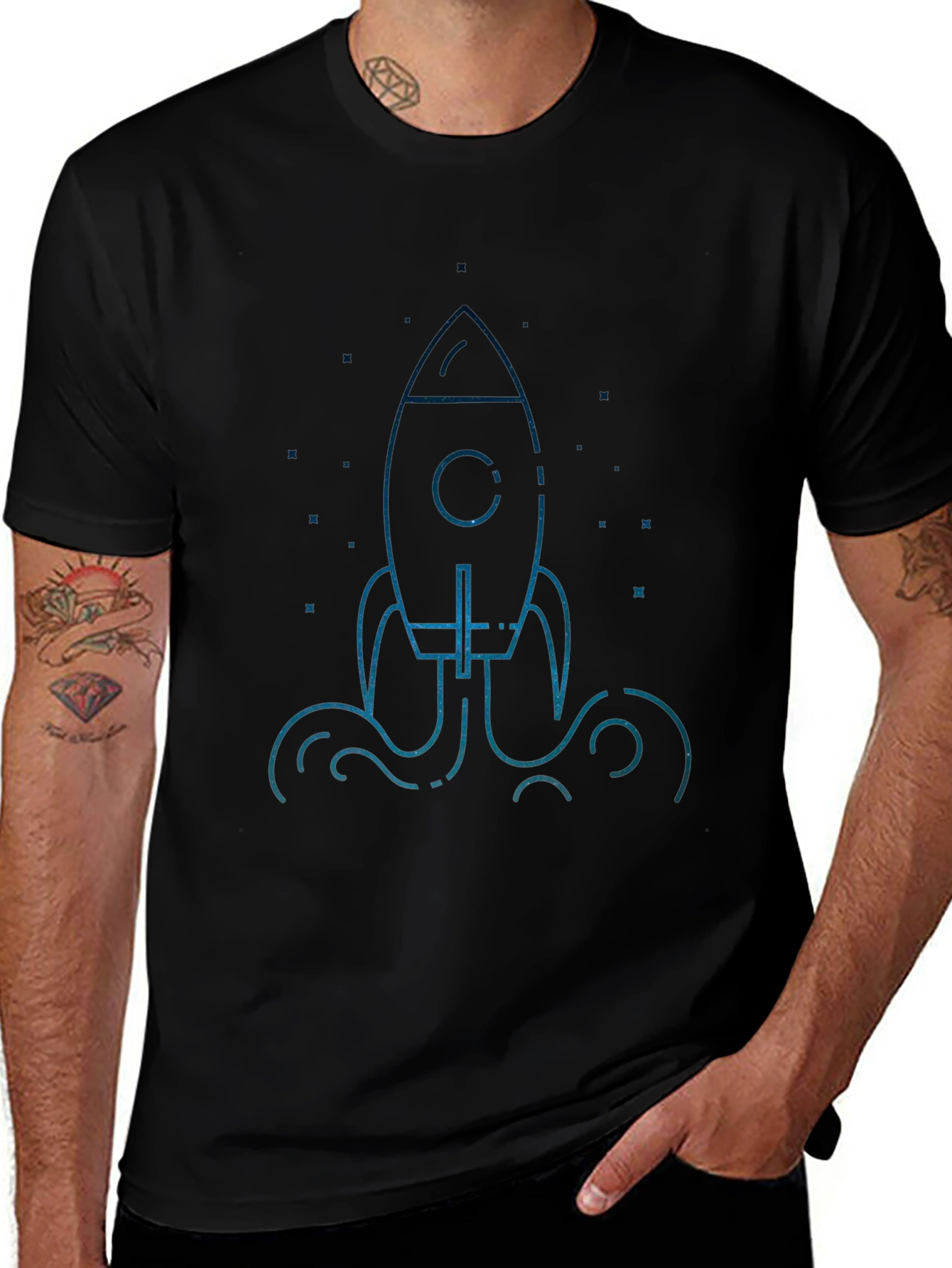 Variant 21 of Rocket Launch Graphic Black T-Shirt