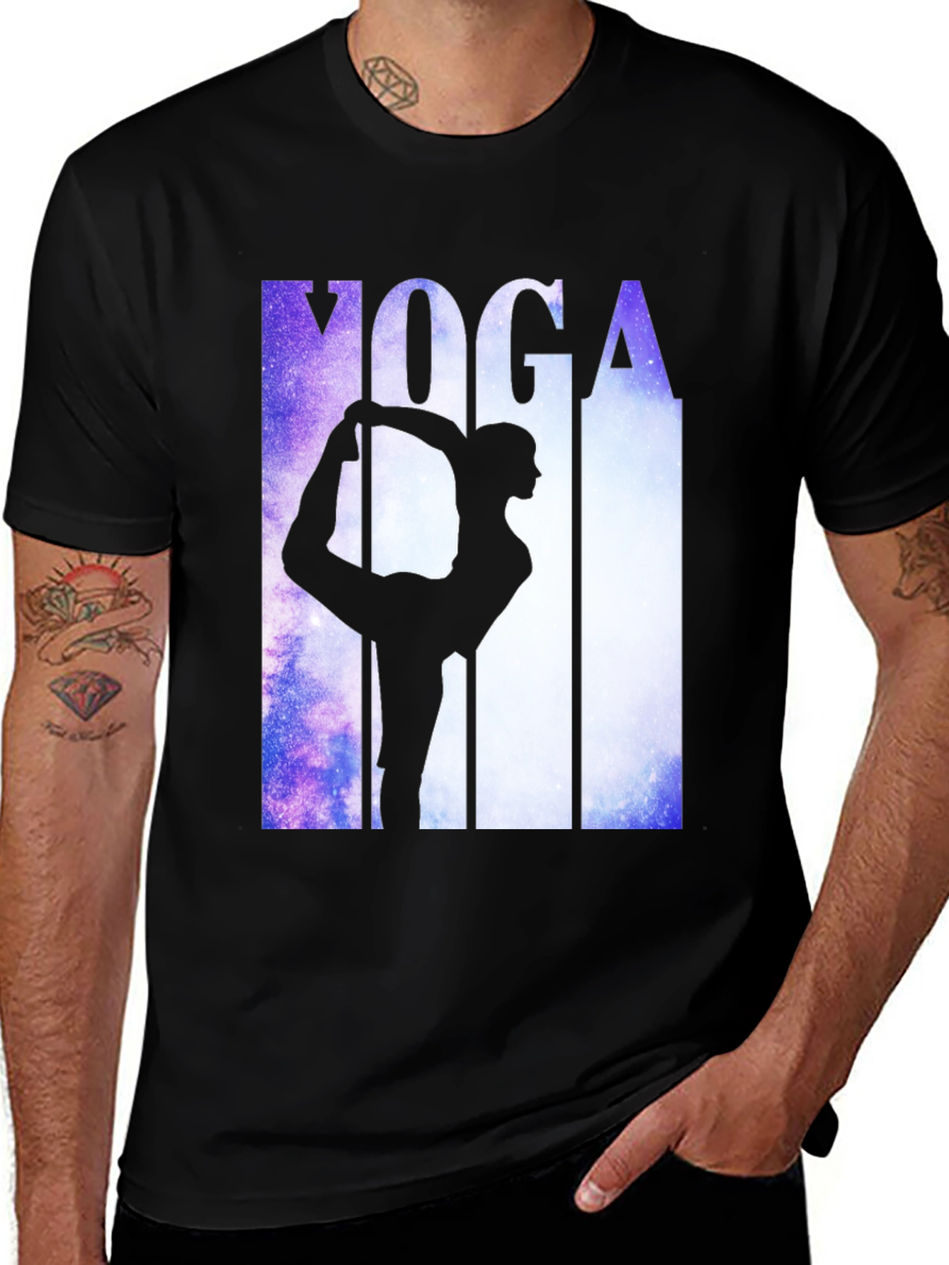 Variant 21 of Yoga Pose Graphic Tee - Black Cotton Blend