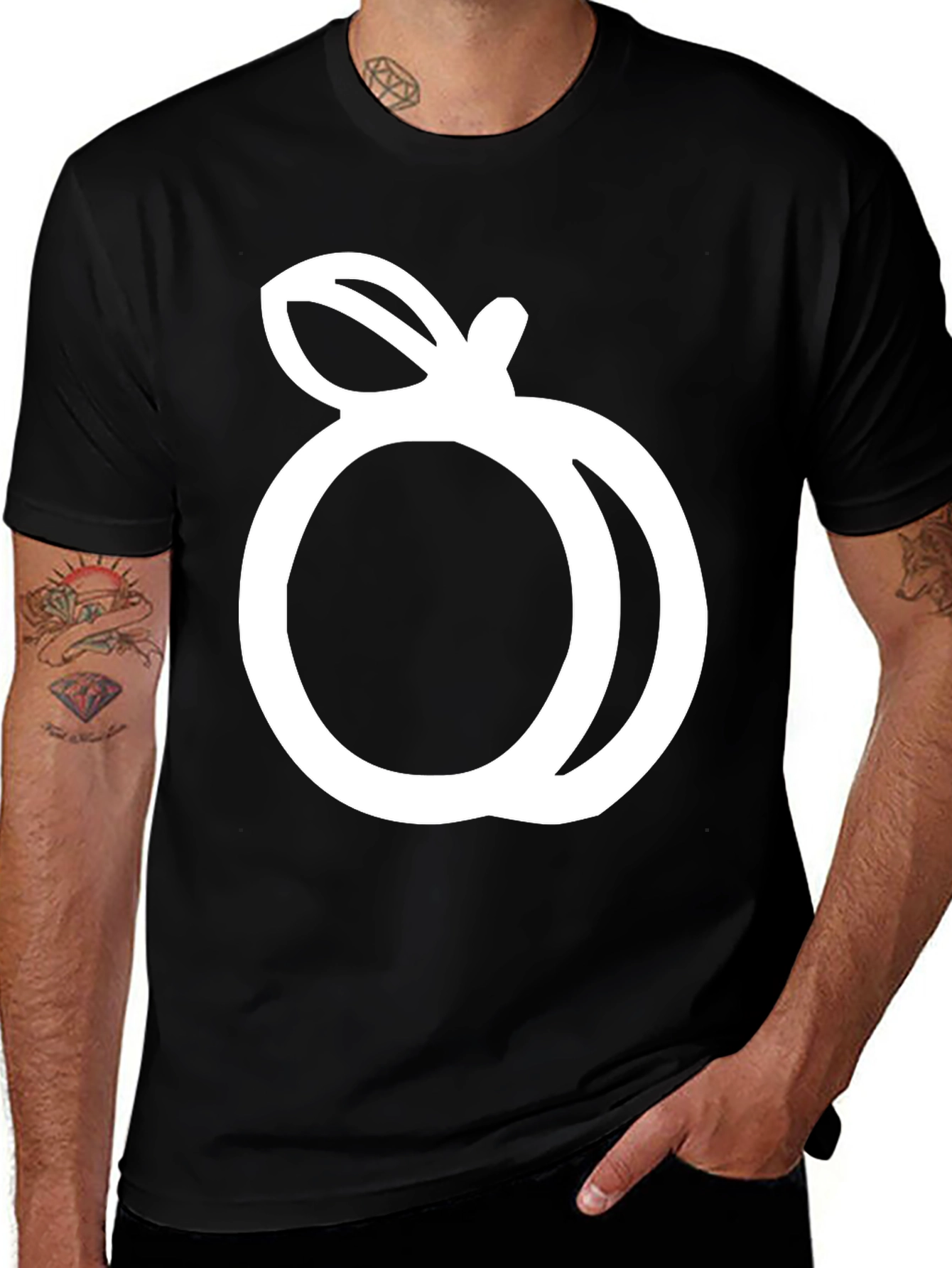 Variant 9 of Black T-Shirt with White Peach Graphic