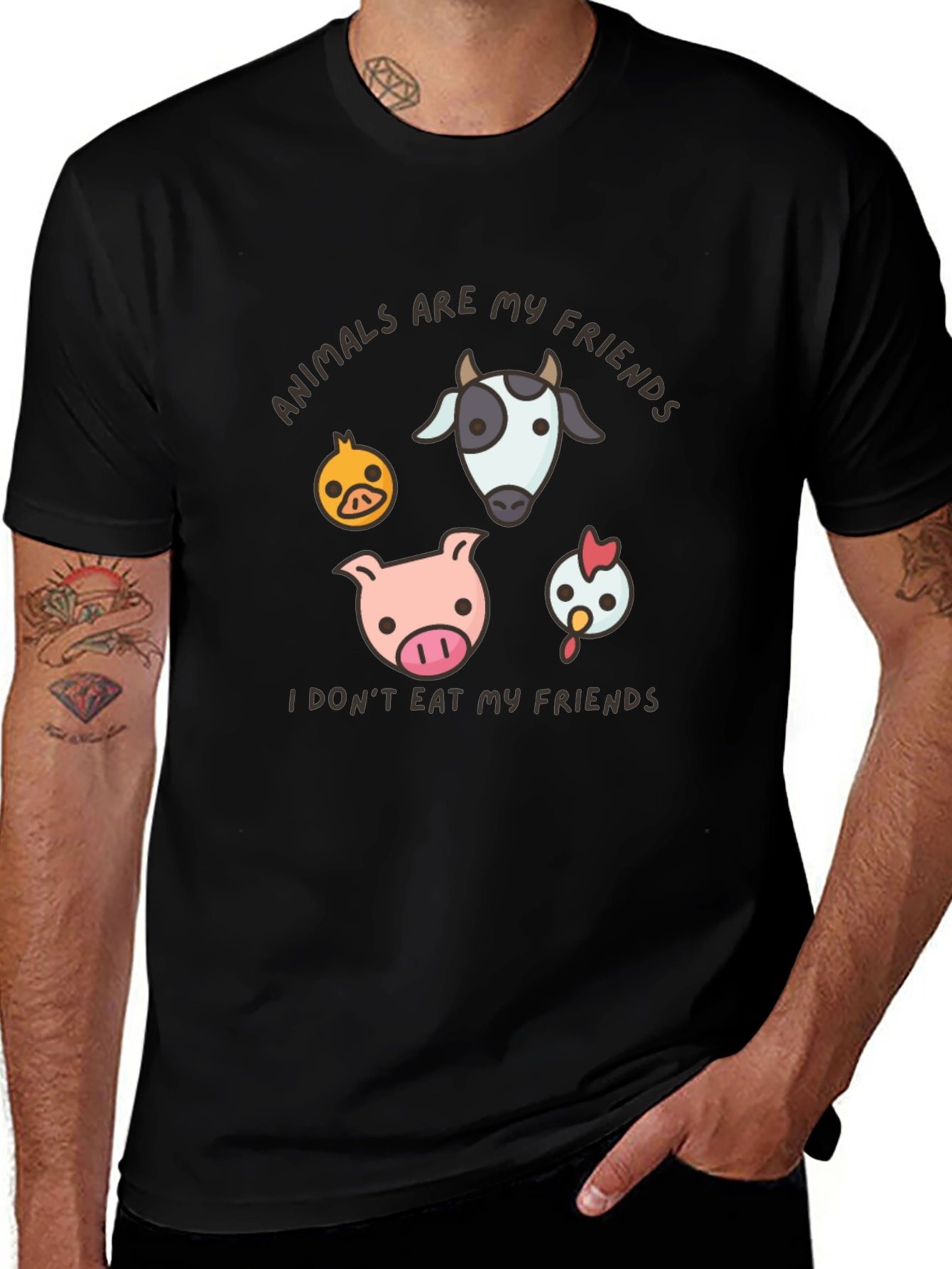 Variant 2 of Vegan T-Shirt - Animals Are My Friends Tee