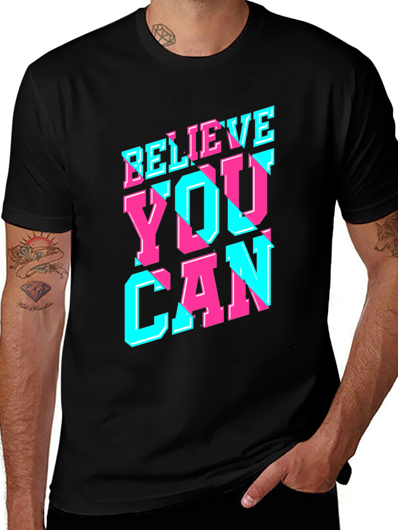 Variant 25 of Believe You Can Graphic Tee - Black