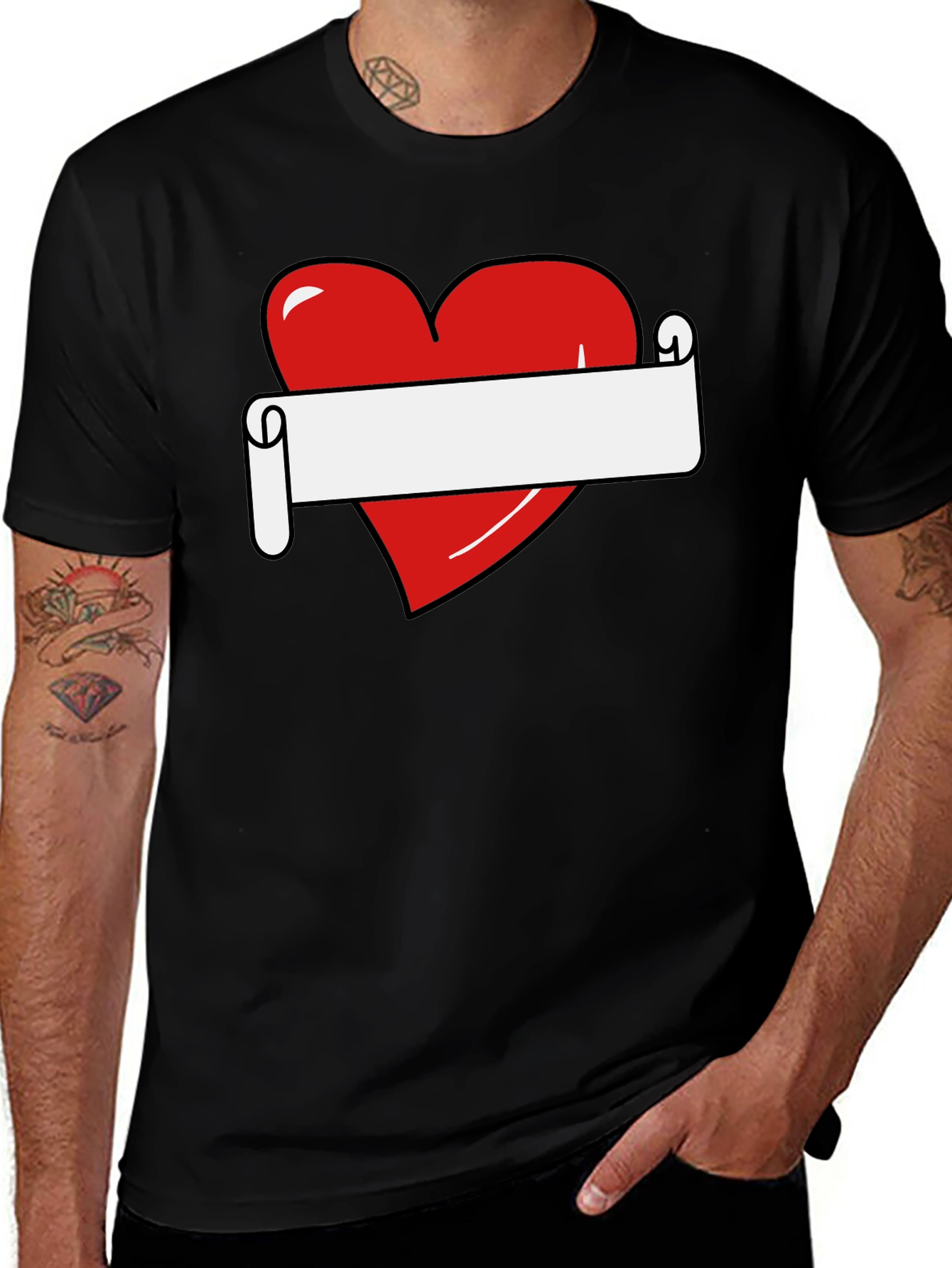 Variant 17 of Heart Scroll Graphic Tee - Black