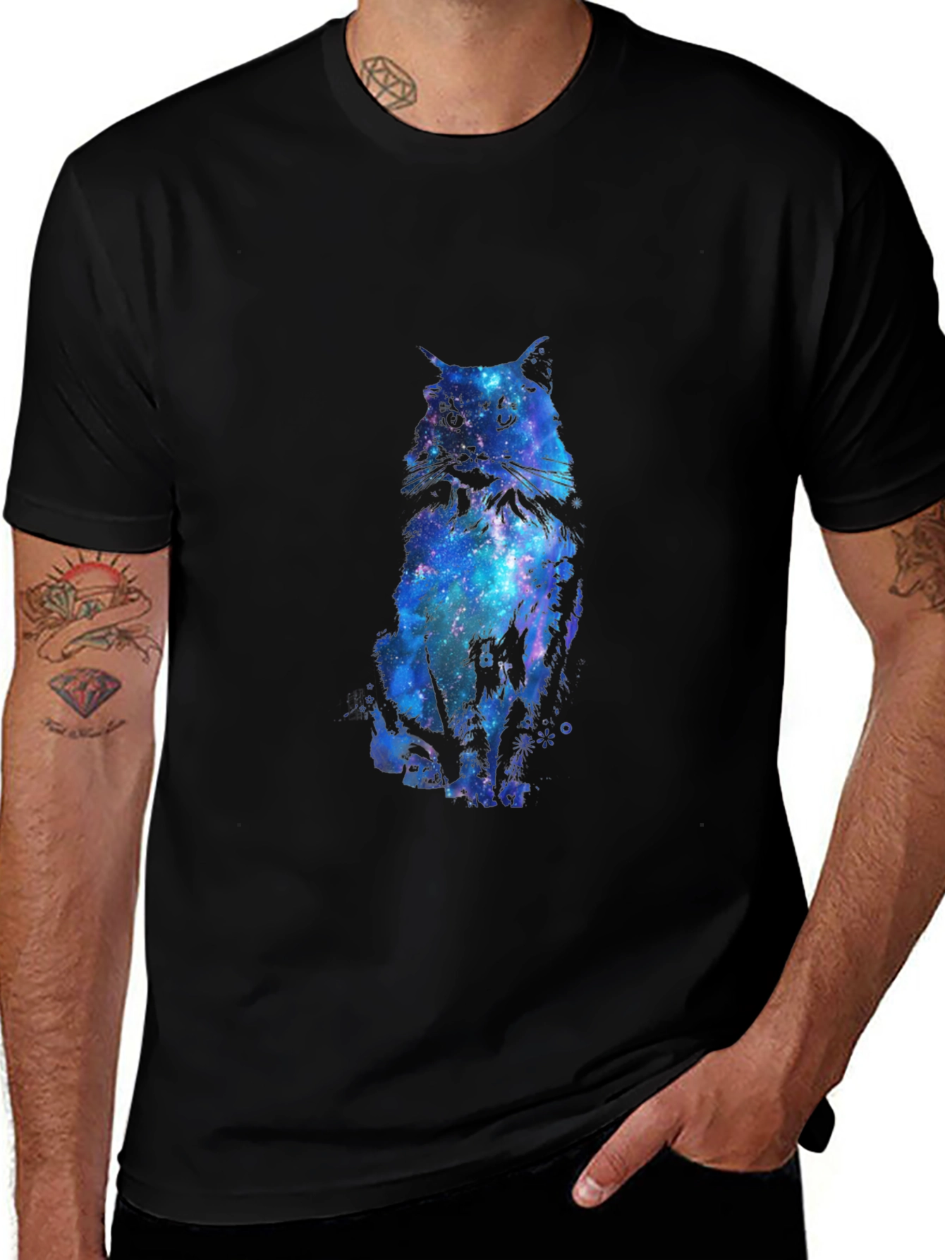 Variant 24 of Galaxy Cat Graphic Black T-Shirt
