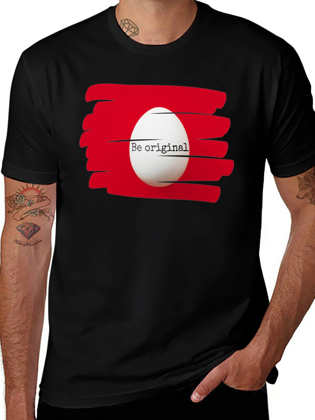 Variant 11 of Be Original Egg Graphic Tee - Black