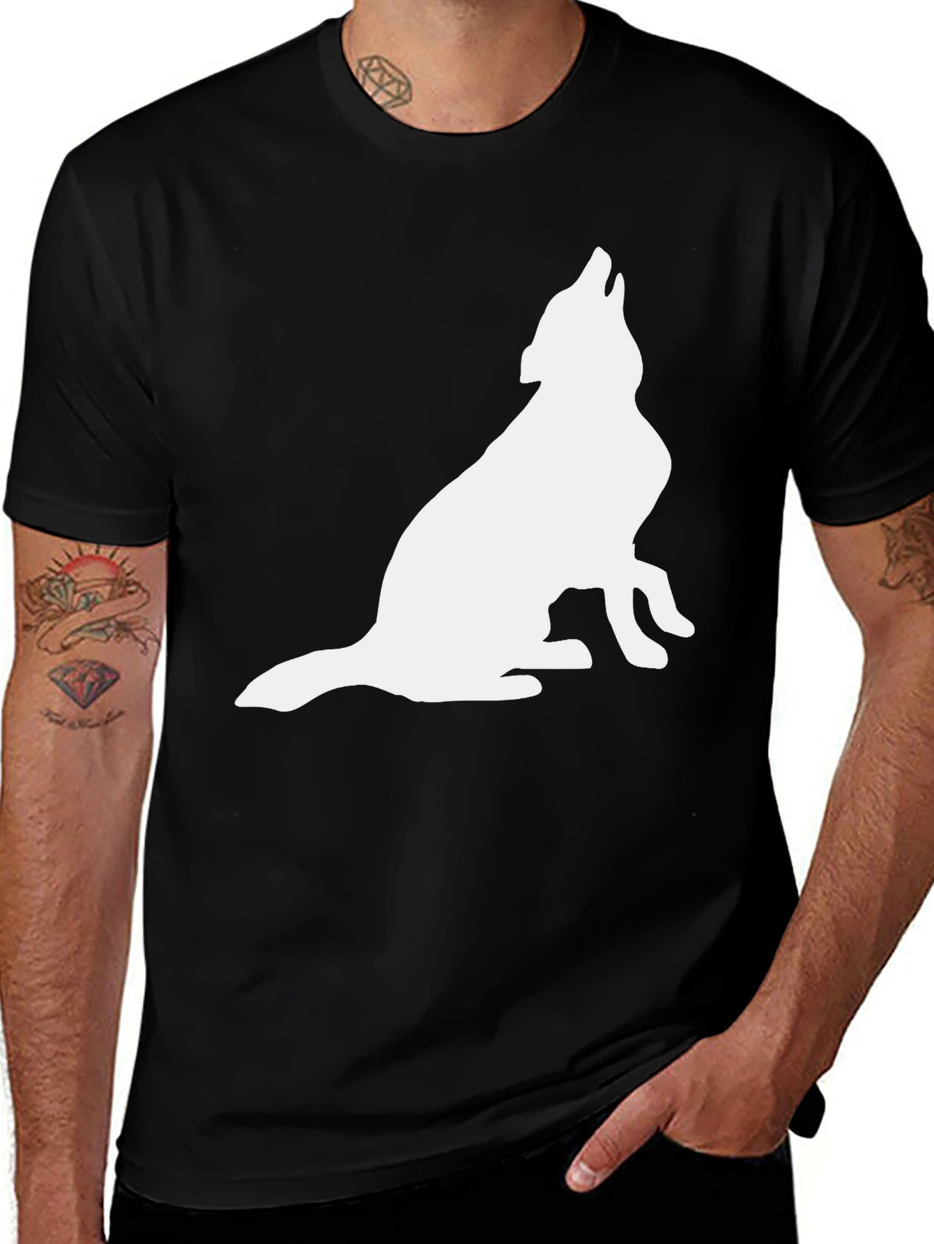 Variant 21 of Men's Black Wolf Silhouette Graphic Tee