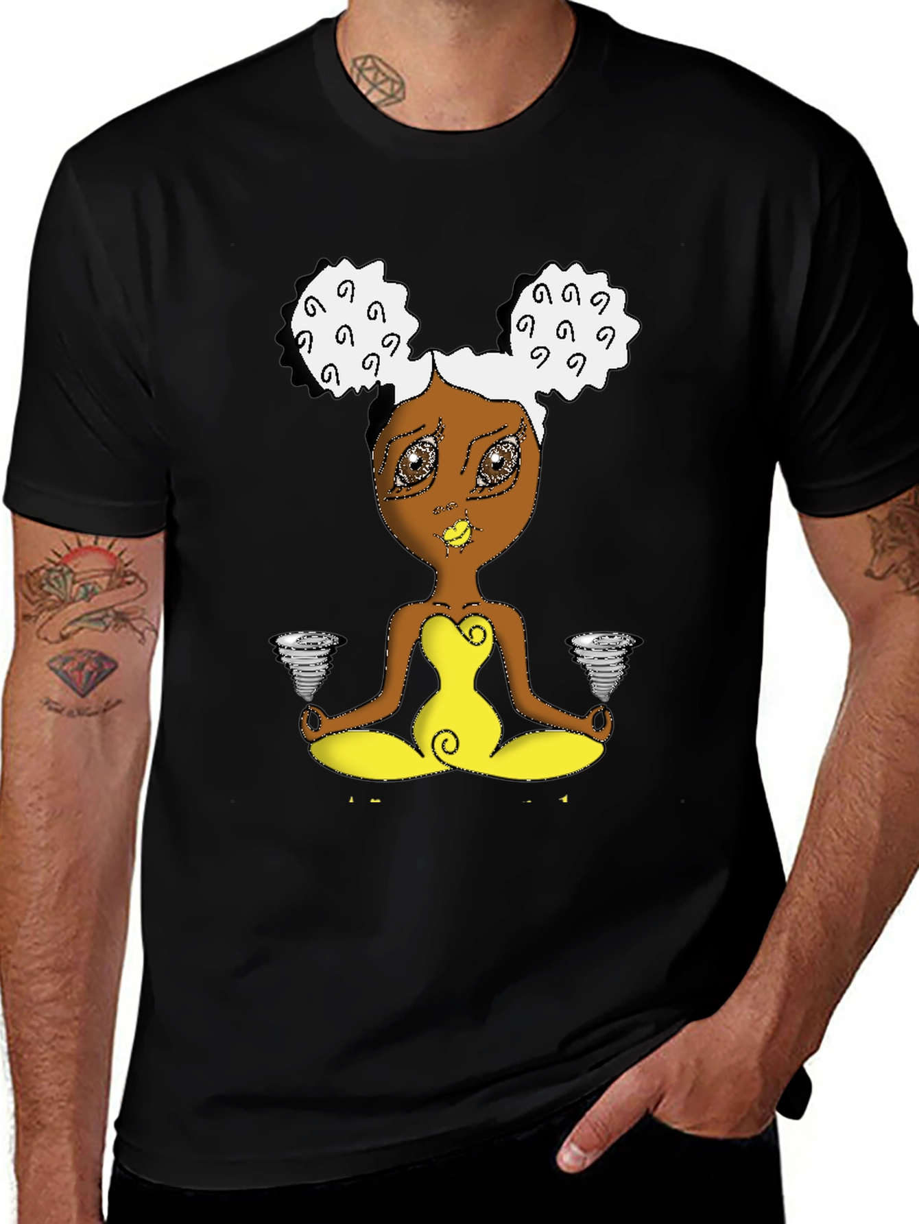 Variant 14 of Zen Cartoon Girl Black T-Shirt