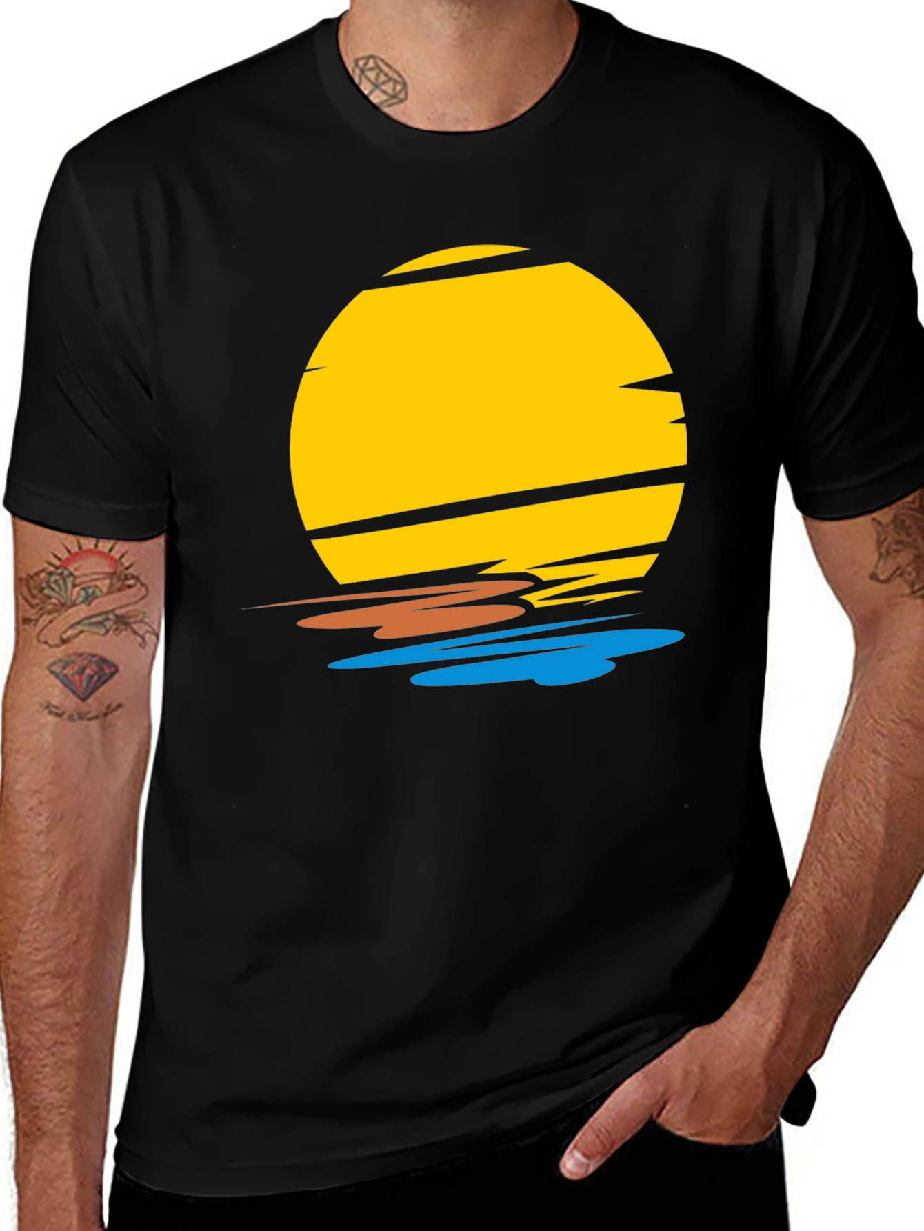 Variant 15 of Sunset Graphic Black T-Shirt