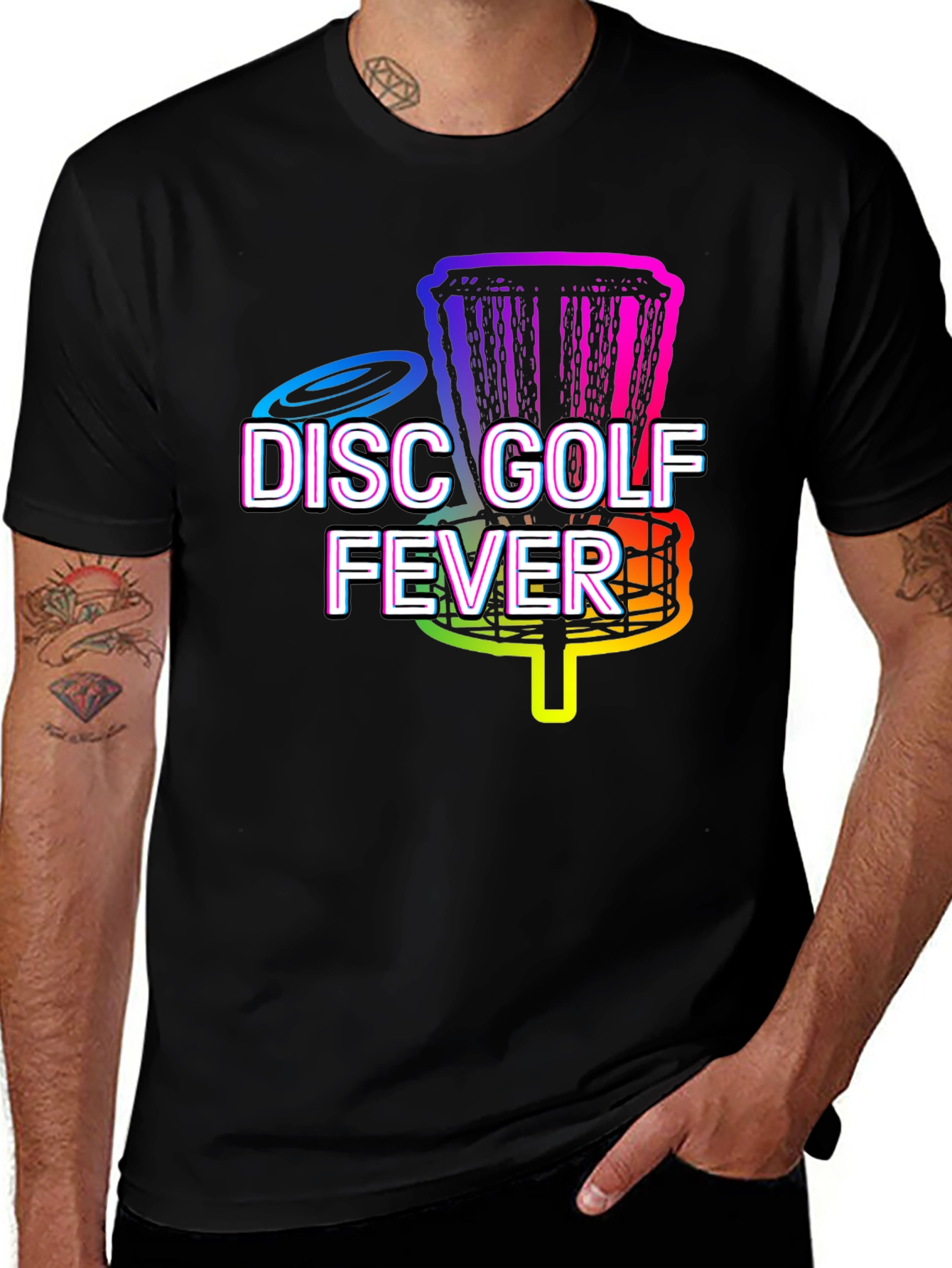 Variant 7 of Disc Golf Fever Tee - Rainbow Graphic T-Shirt