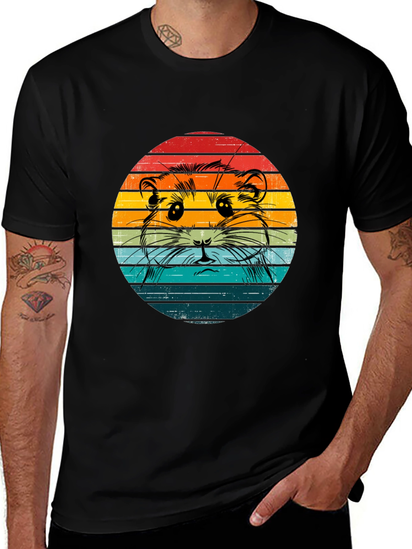 Variant 27 of Retro Hamster T-Shirt - Sunset Design