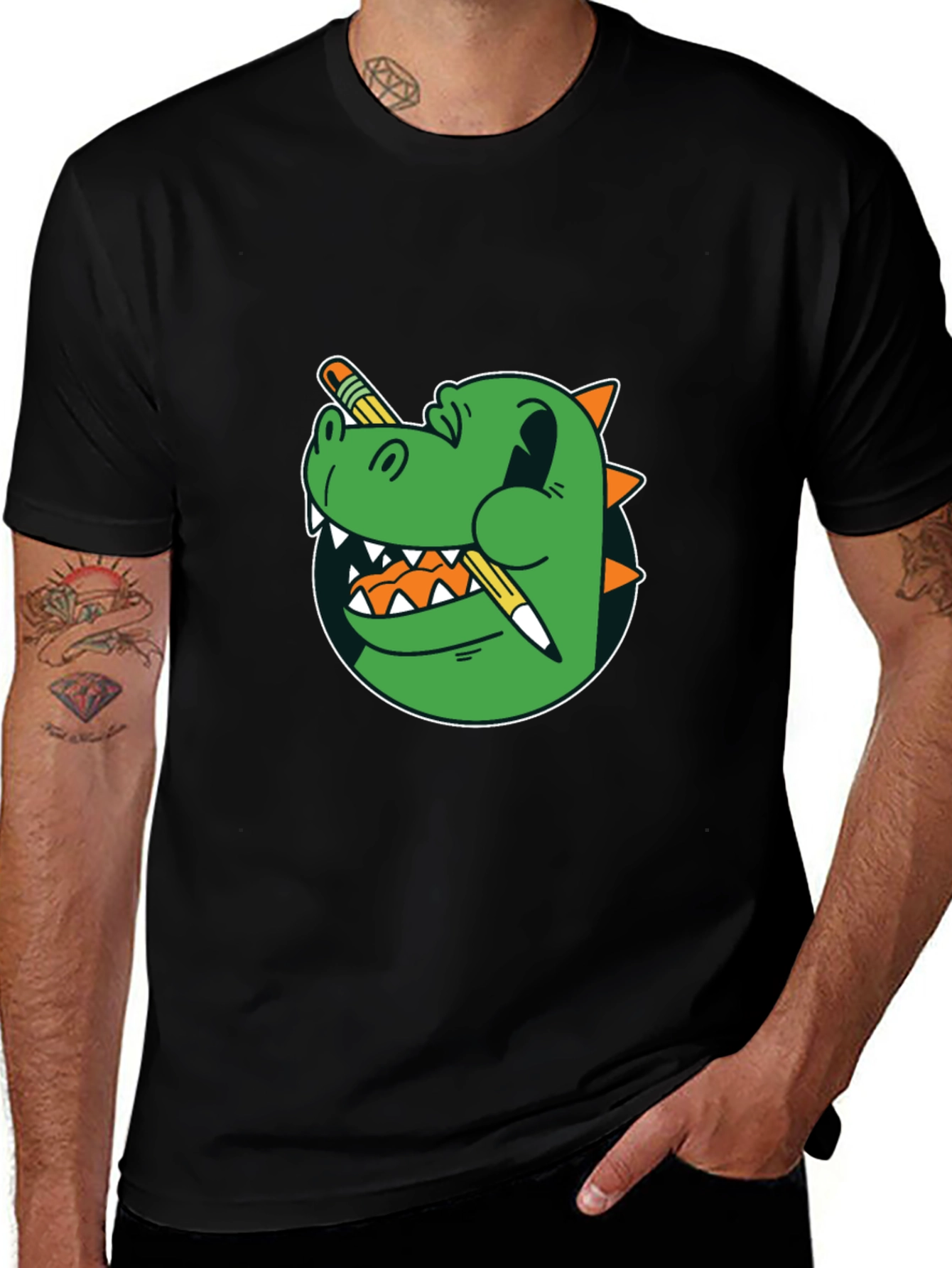 Variant 17 of Dinosaur Pencil T-Shirt - Black