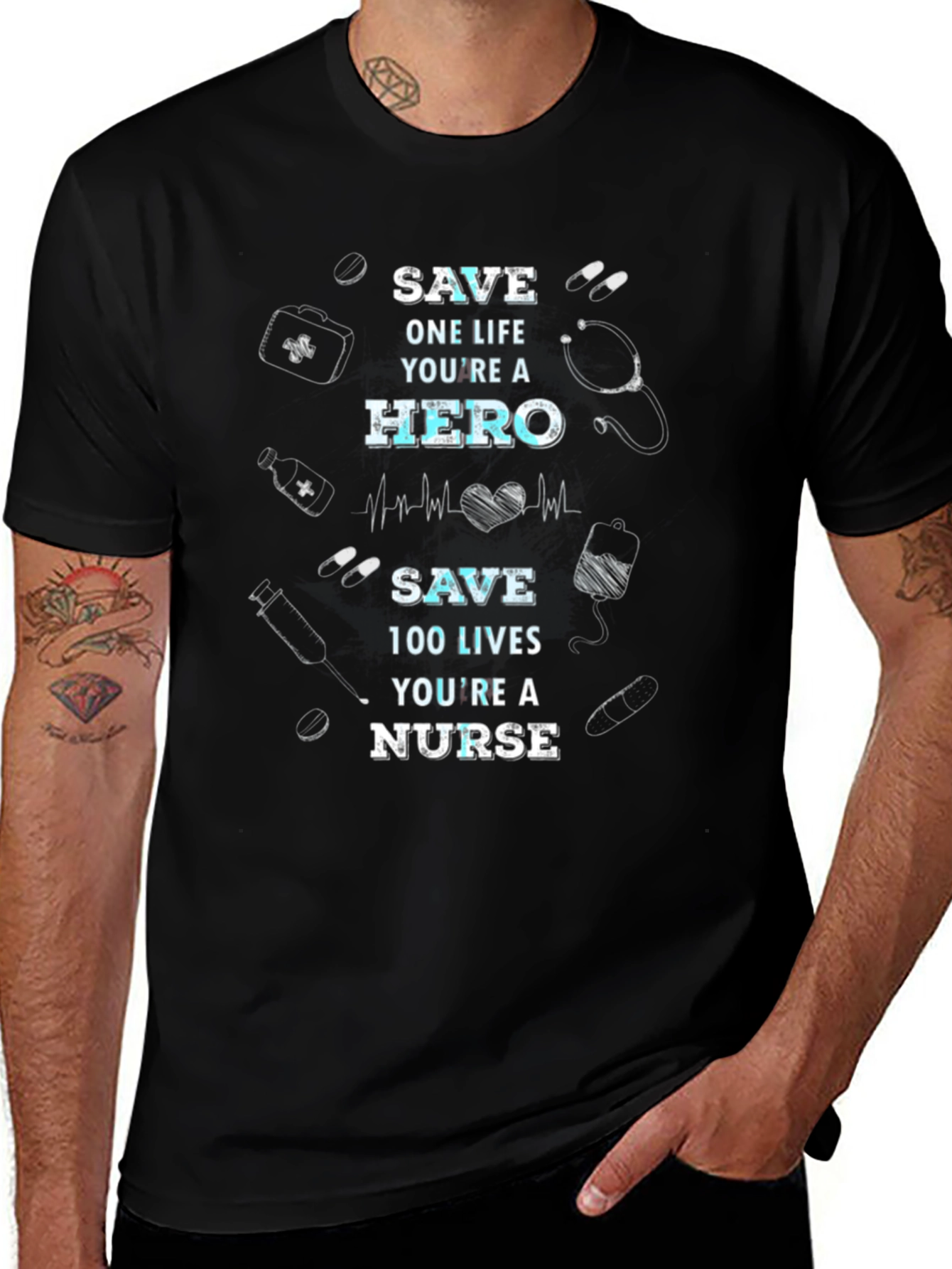 Variant 15 of Save Lives Nurse/Hero Graphic Tee