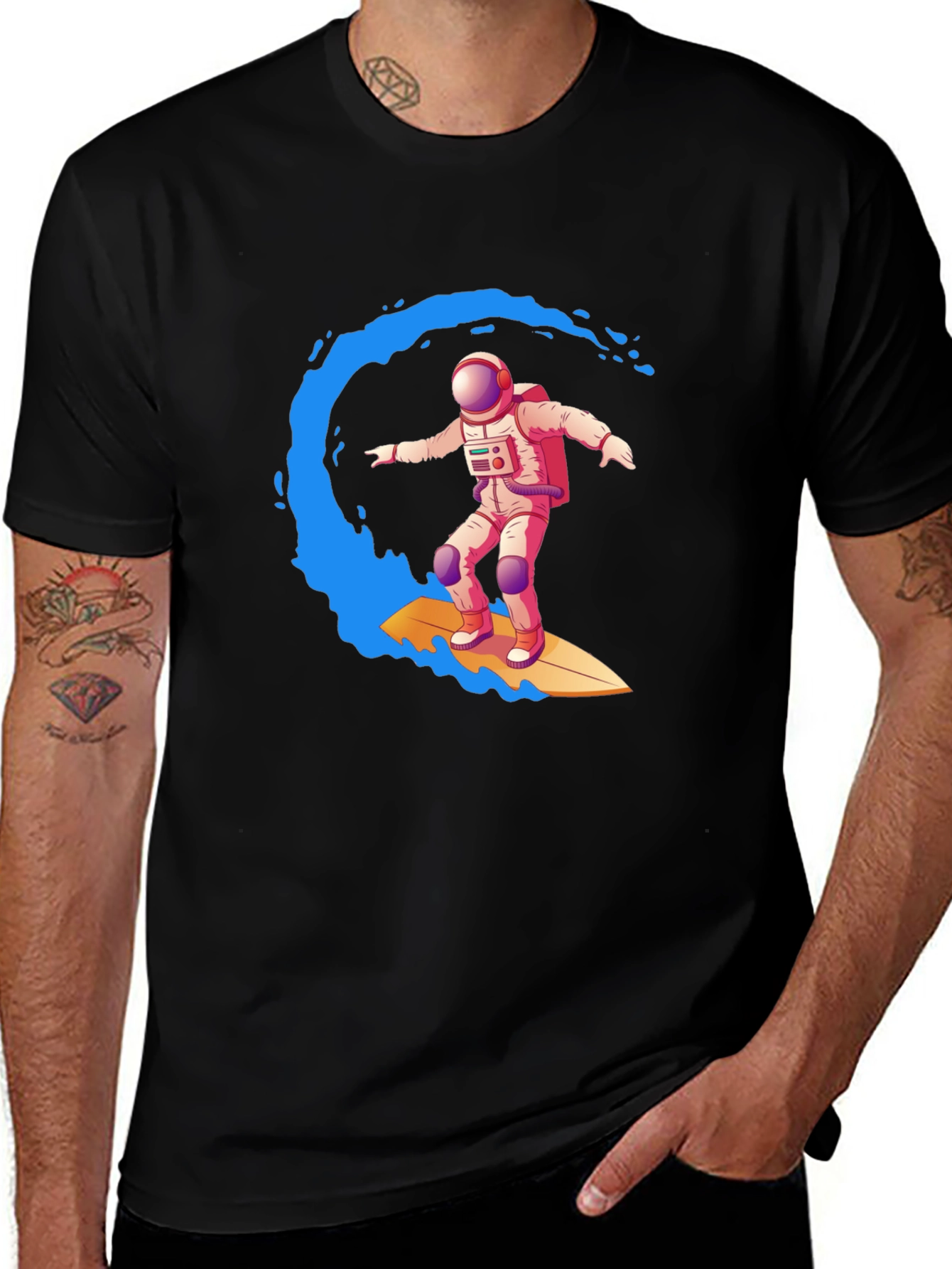 Variant 9 of Astronaut Surfing Graphic Tee - Outer Space Wave