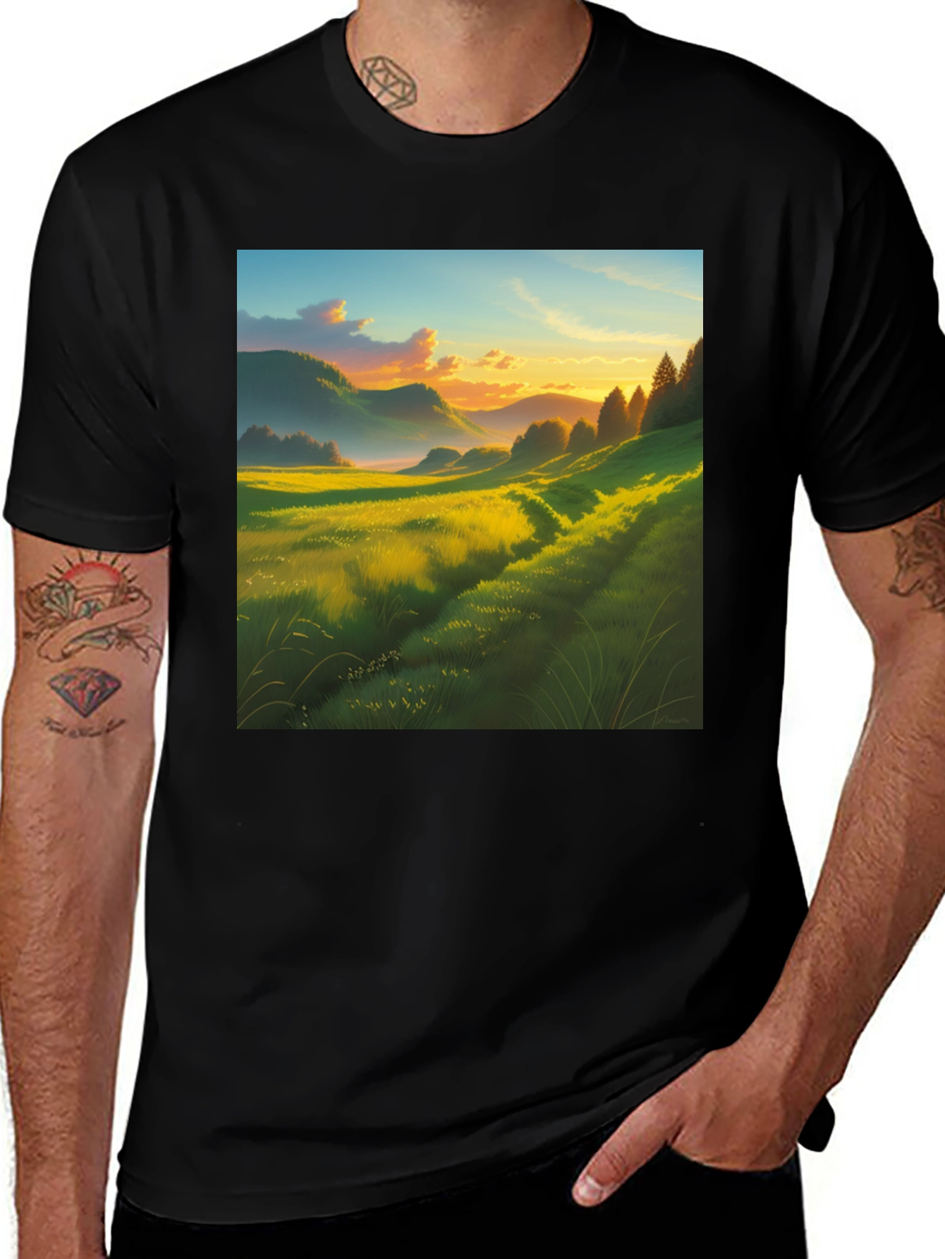 Scenic Landscape Graphic Tee - Nature's Embrace
