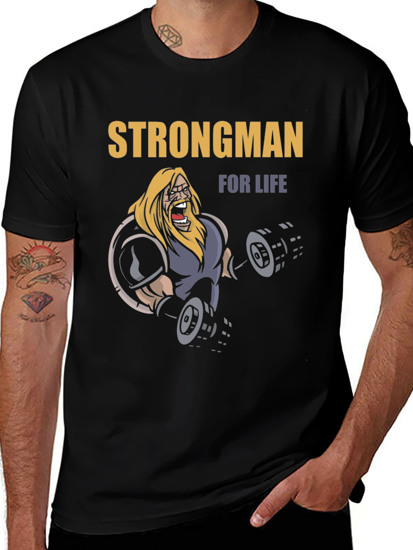 Strongman For Life Black T-Shirt