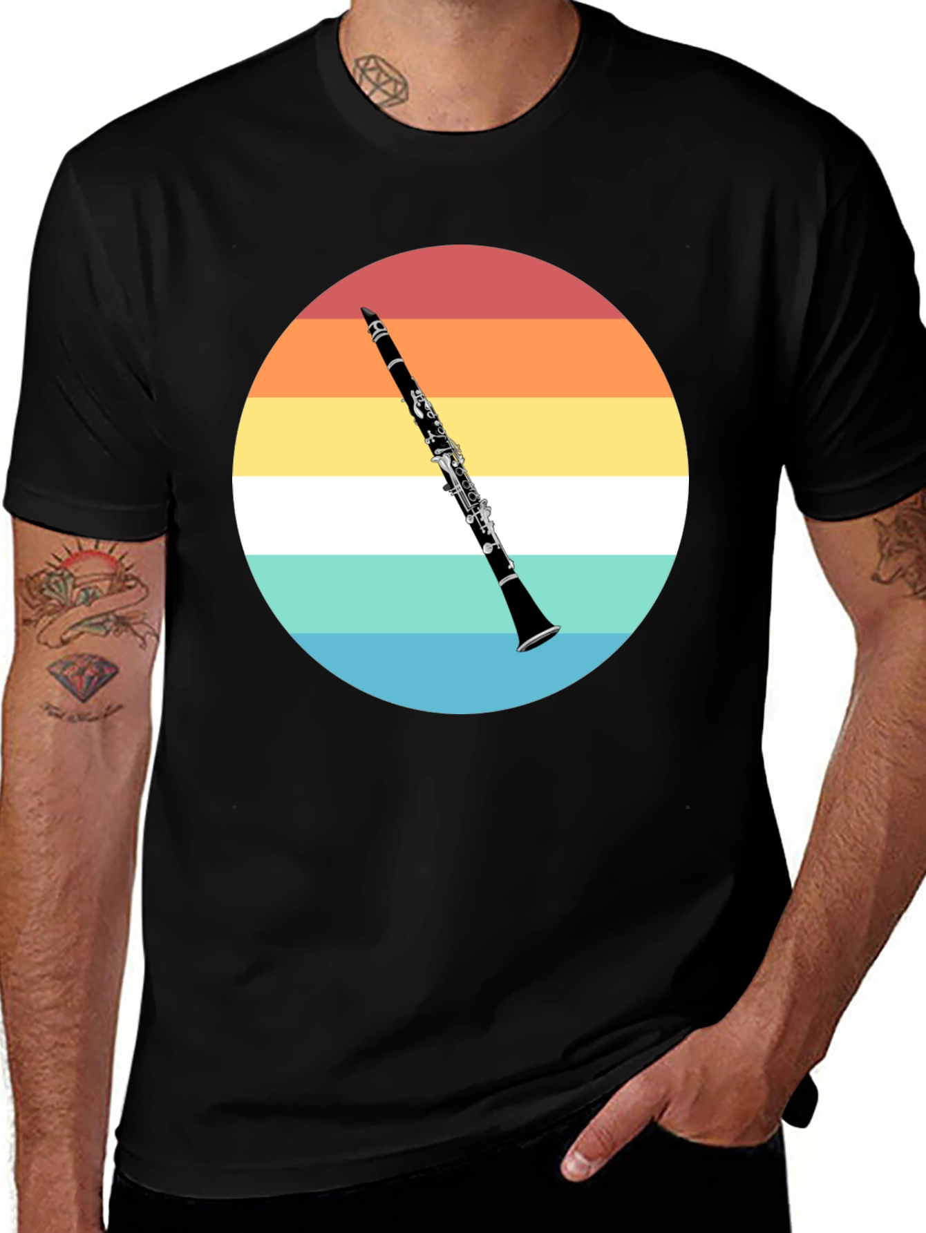 Black Clarinet Sunset T-Shirt - Musician Gift main image