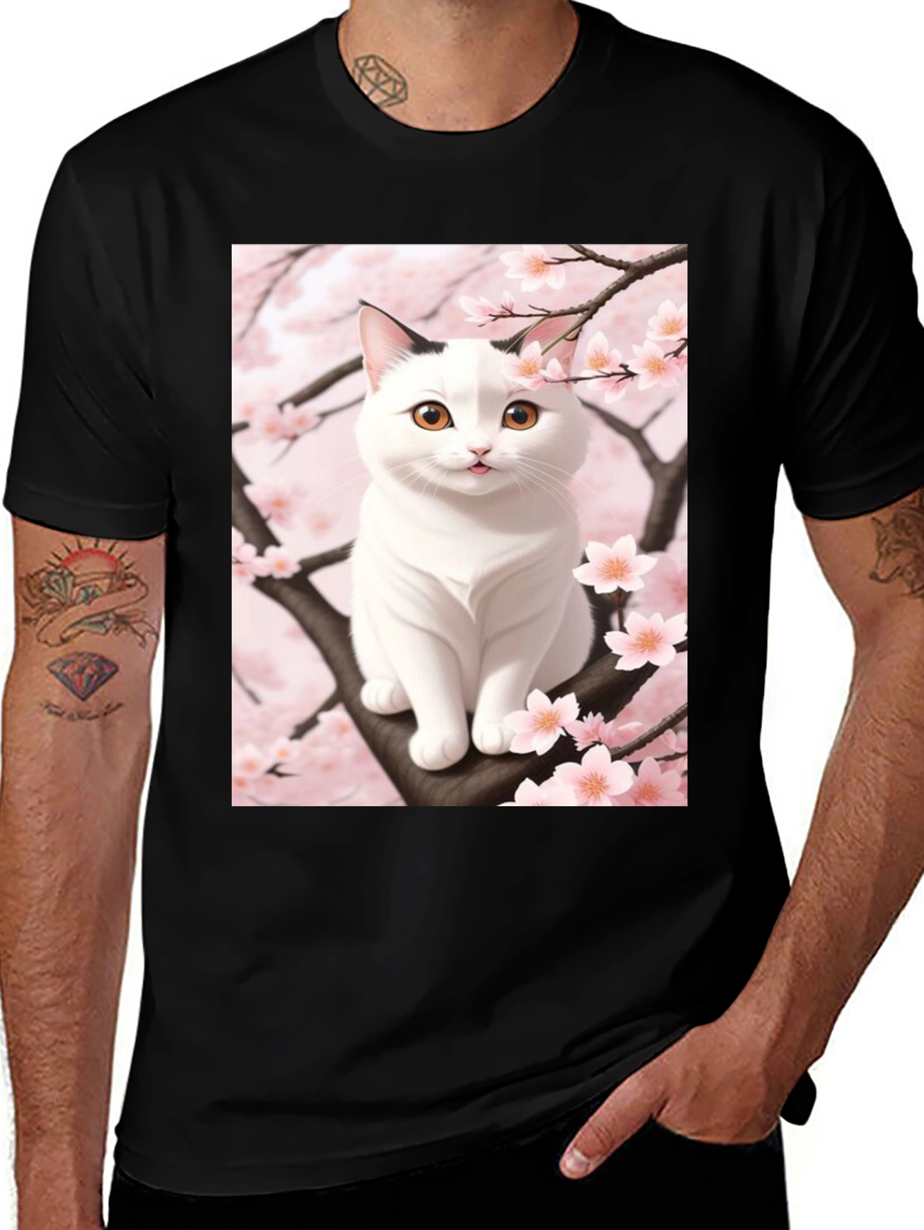Variant 10 of Cat Cherry Blossom T-Shirt